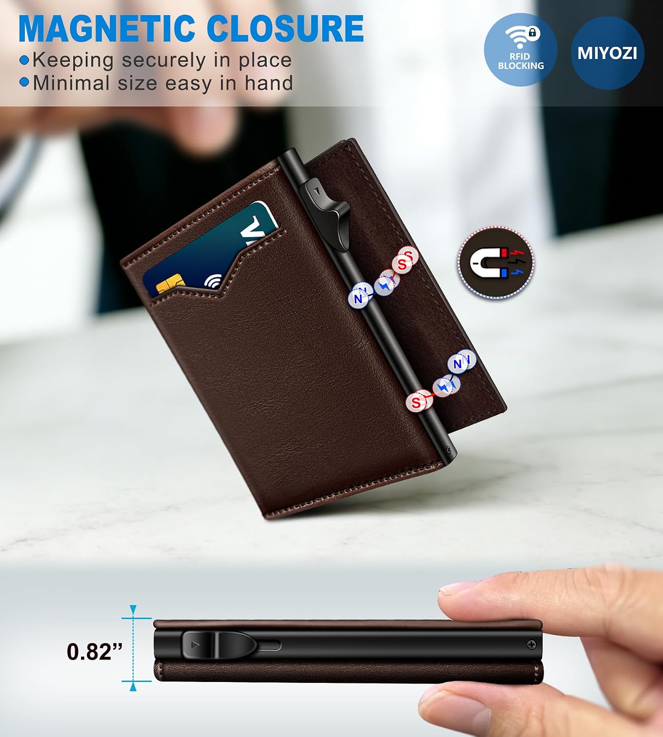 BILLETERA PARA HOMBRE MIYOZI TRIFOLD CON BLOQUEO RFID Y CIERRE MAGNÉTICO - 3