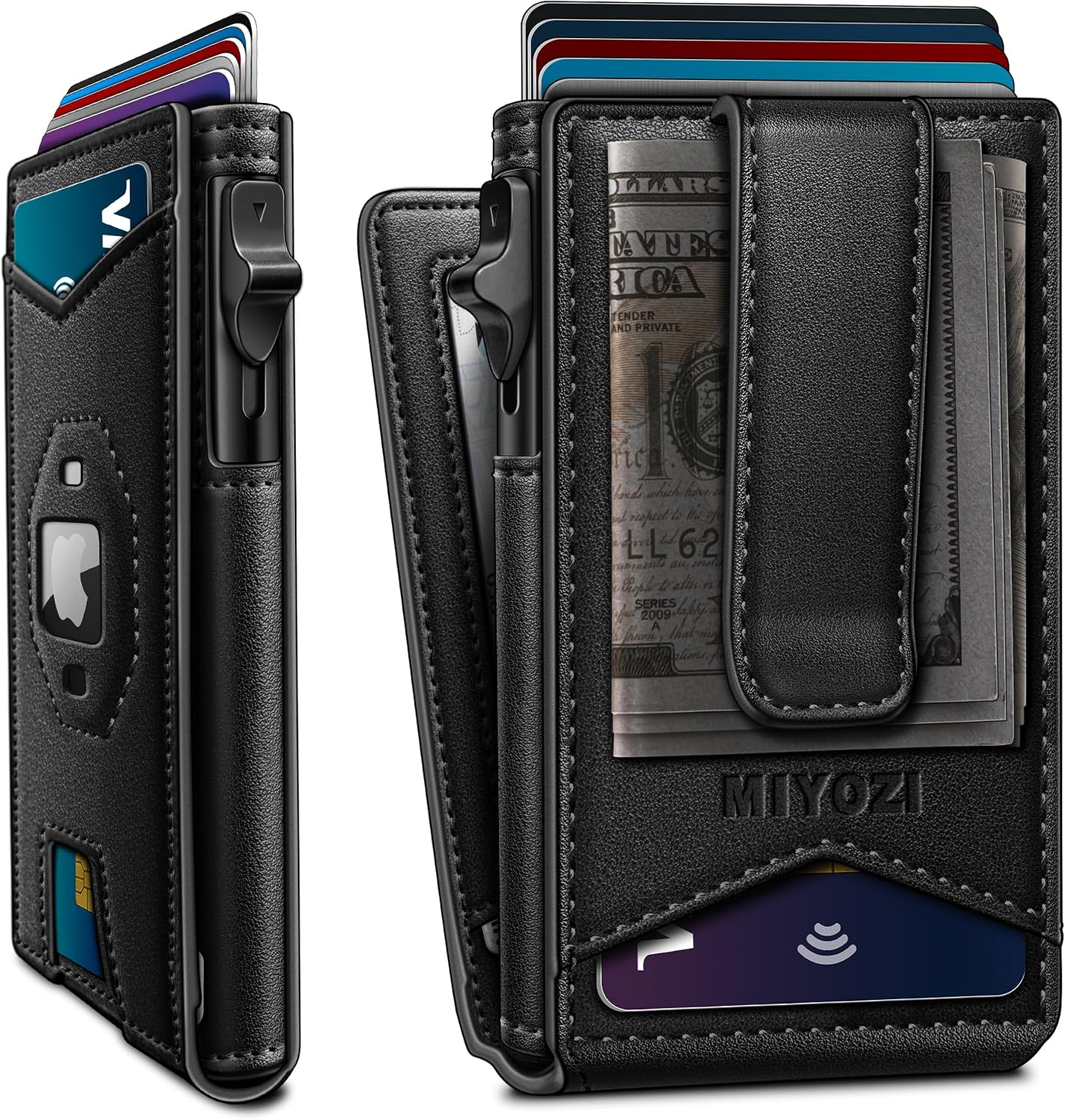 BILLETERA PARA HOMBRE MIYOZI CON CLIP PARA DINERO Y BLOQUEO RFID PARA AIRTAG - 1