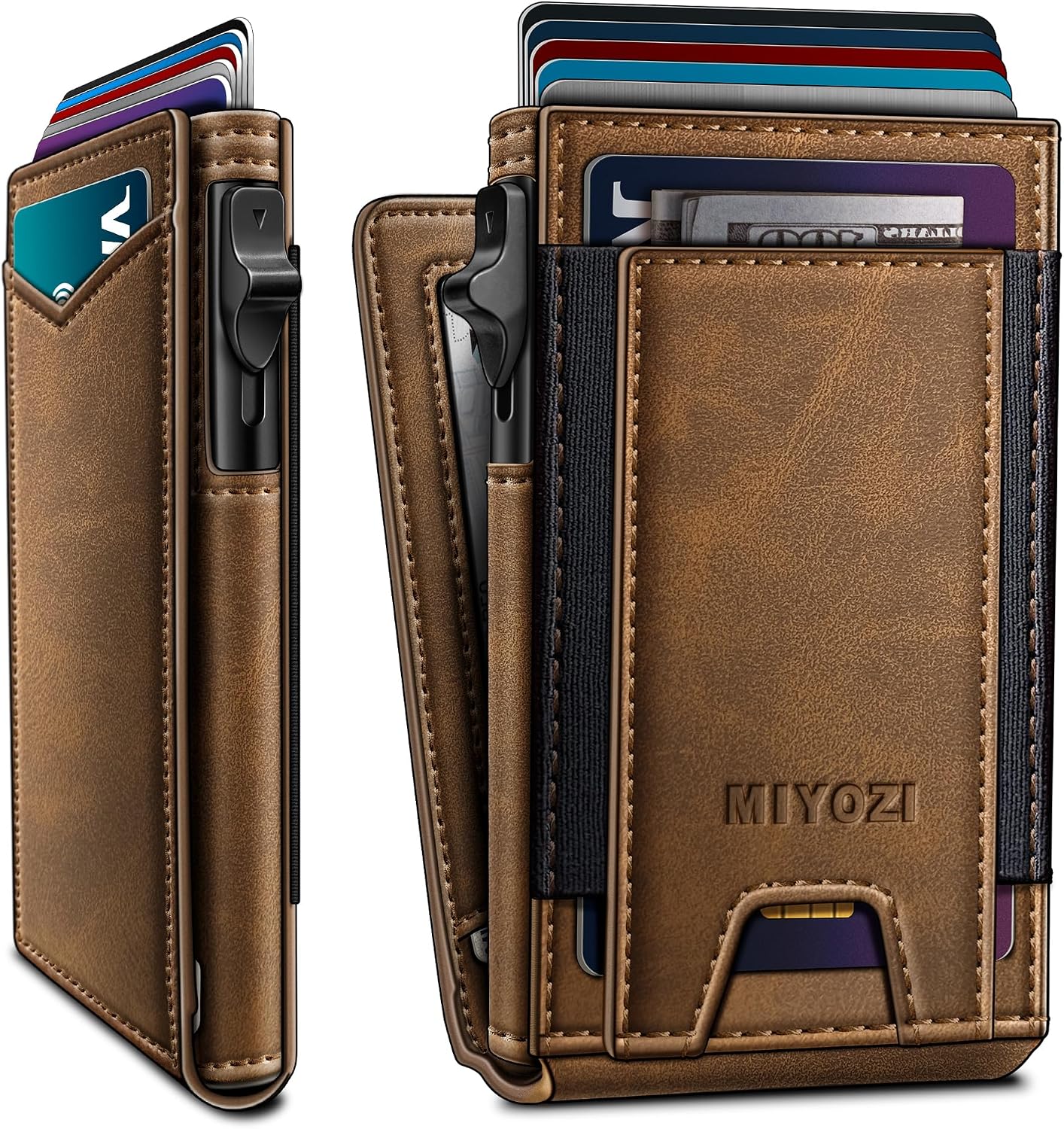 BILLETERA PARA HOMBRE MIYOZI SLIM POP UP CON BLOQUEO RFID Y VENTANA PARA ID - 1