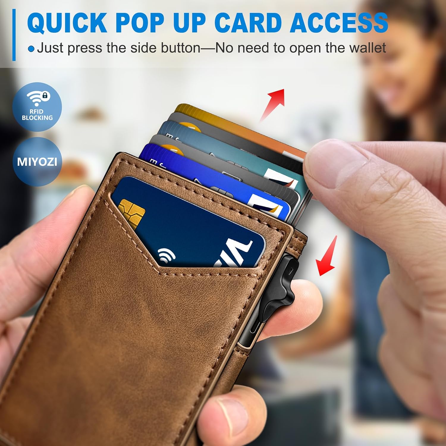 BILLETERA PARA HOMBRE MIYOZI SLIM POP UP CON BLOQUEO RFID Y VENTANA PARA ID - 4
