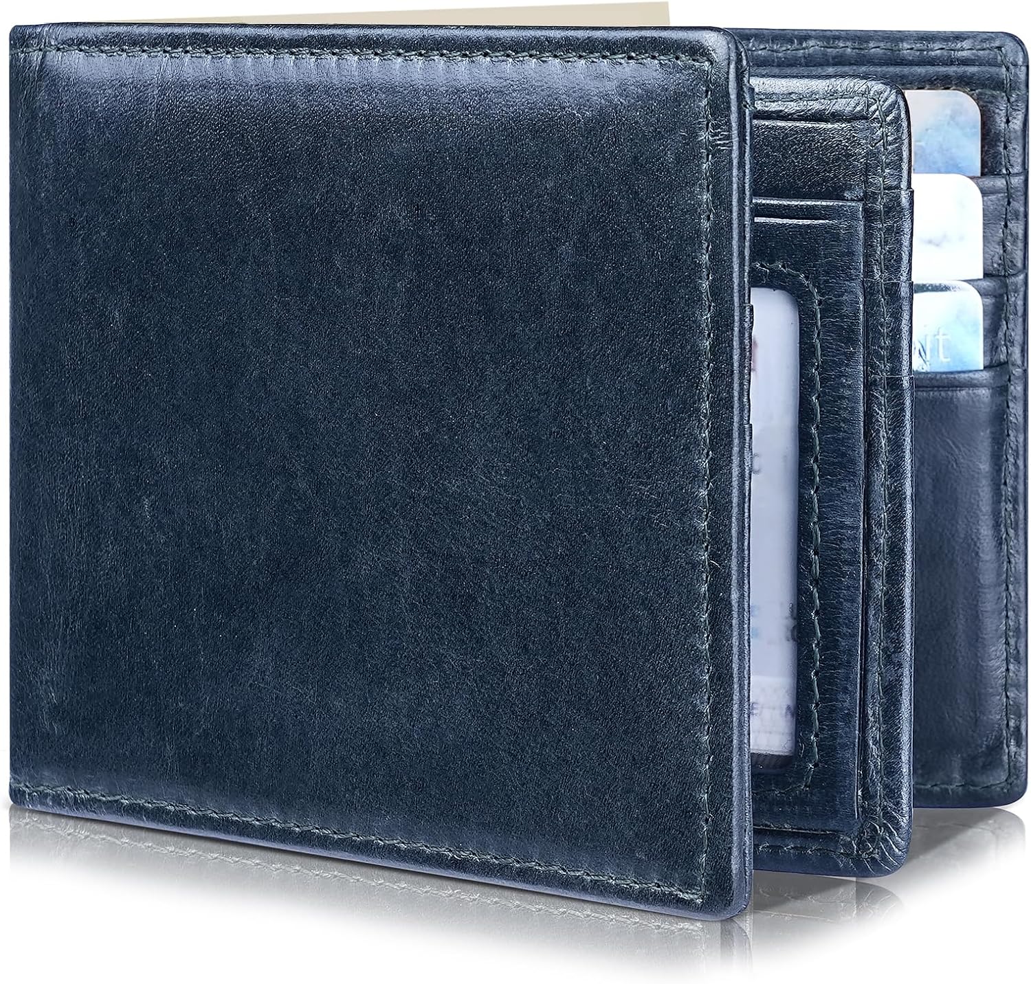 BILLETERA PARA HOMBRE ARTPAXY BIFOLD DE CUERO GENUINO CON BLOQUEO RFID 13 TARJETAS 2 COMPARTIMENTOS PARA BILLETES - 1