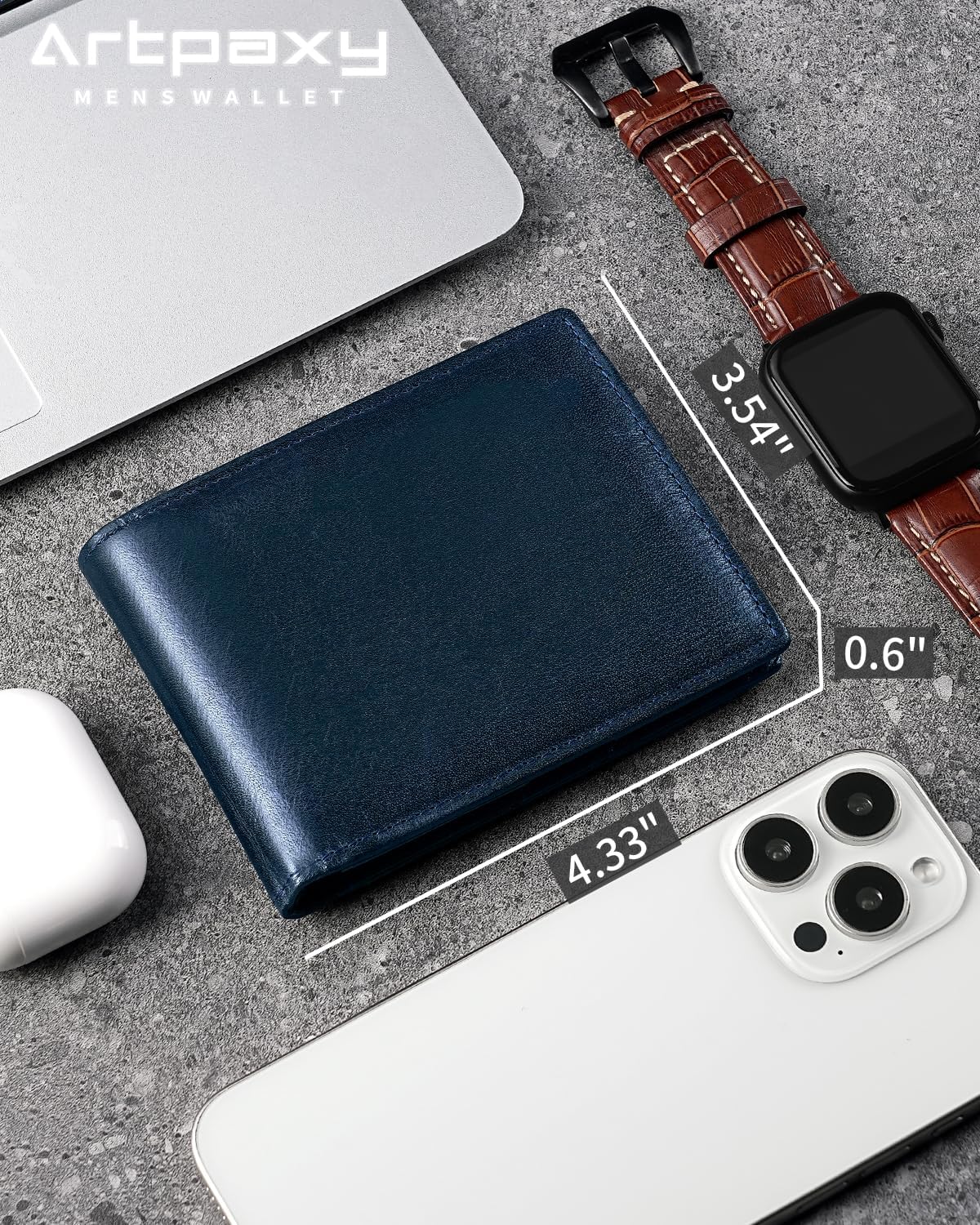 BILLETERA PARA HOMBRE ARTPAXY BIFOLD DE CUERO GENUINO CON BLOQUEO RFID 13 TARJETAS 2 COMPARTIMENTOS PARA BILLETES - 2