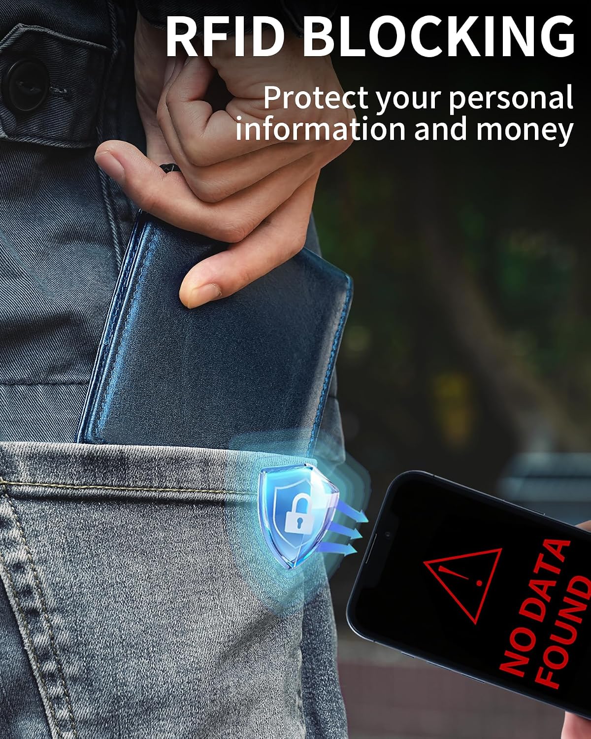 BILLETERA PARA HOMBRE ARTPAXY BIFOLD DE CUERO GENUINO CON BLOQUEO RFID 13 TARJETAS 2 COMPARTIMENTOS PARA BILLETES - 4