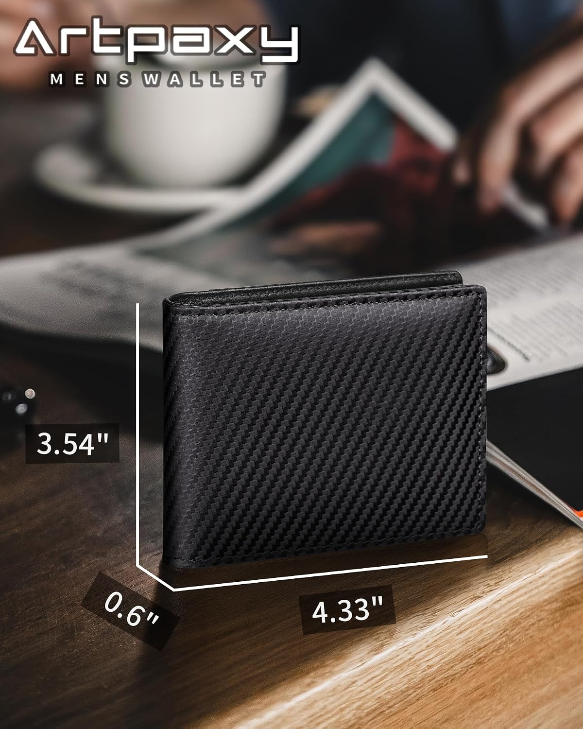 BILLETERA PARA HOMBRE ARTPAXY DE CUERO GENUINO CON BLOQUEO RFID Y 13 COMPARTIMENTOS PARA TARJETAS - 2