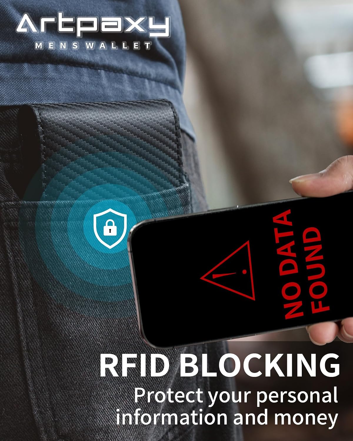 BILLETERA PARA HOMBRE ARTPAXY DE CUERO GENUINO CON BLOQUEO RFID Y 13 COMPARTIMENTOS PARA TARJETAS - 4
