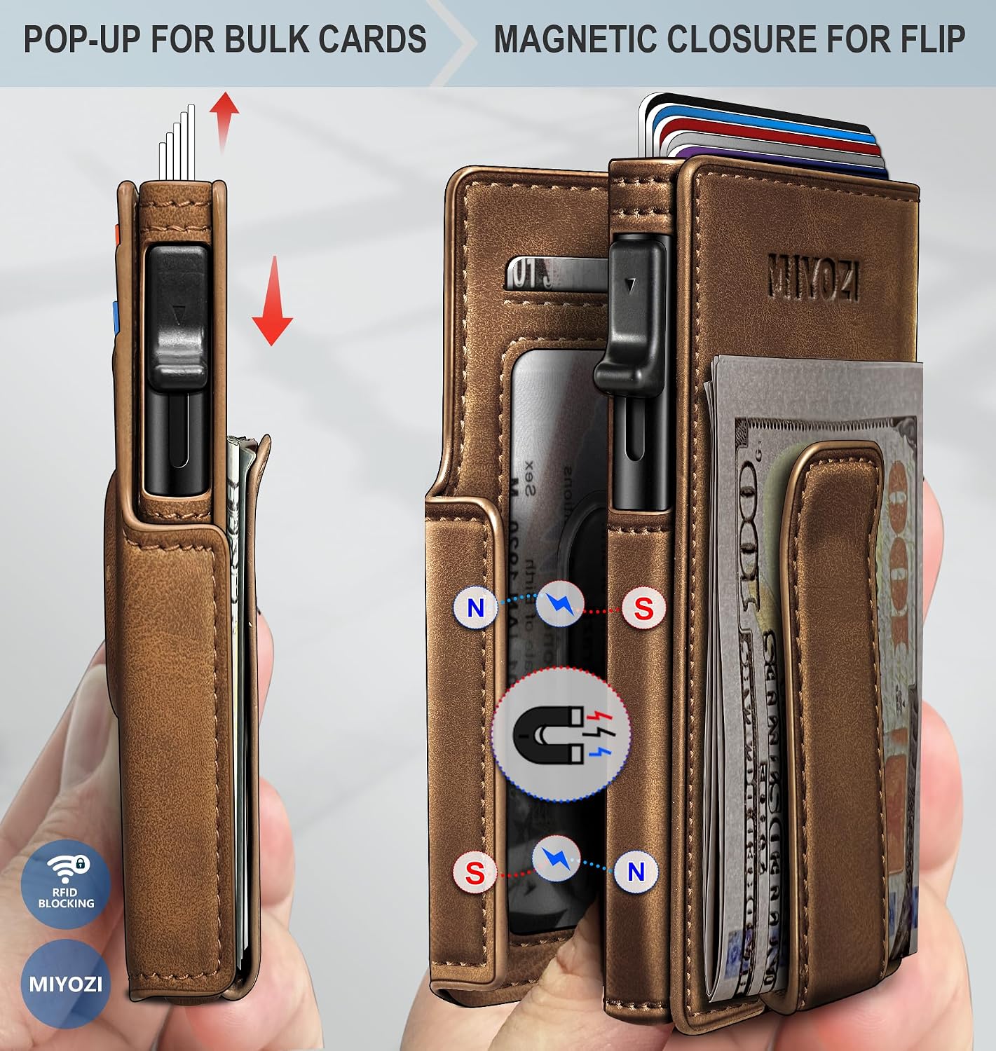BILLETERA PARA HOMBRE MIYOZI POP UP CON CLIP PARA DINERO Y PROTECCIÓN RFID - 3