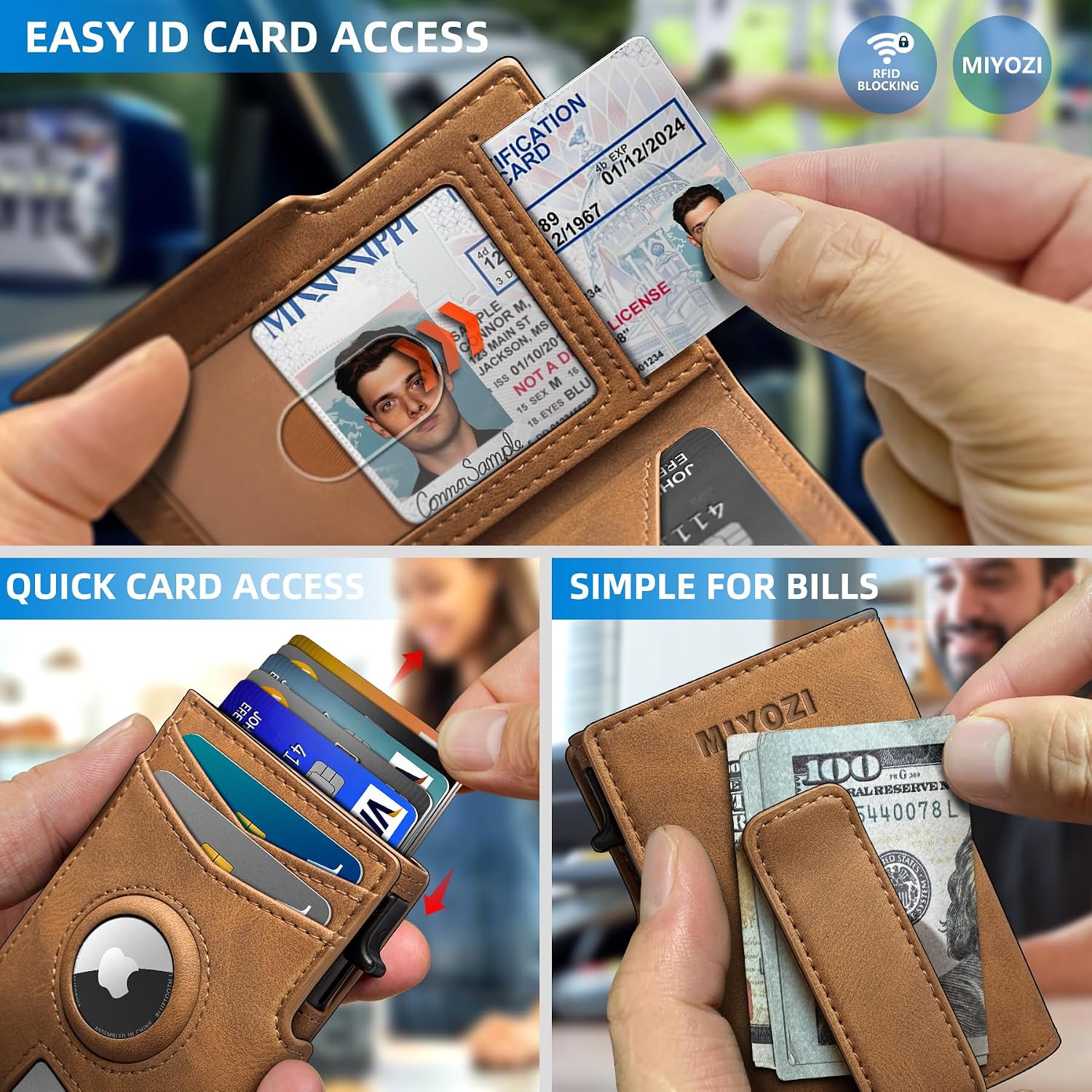 BILLETERA PARA HOMBRE MIYOZI POP UP CON CLIP PARA DINERO Y PROTECCIÓN RFID - 5