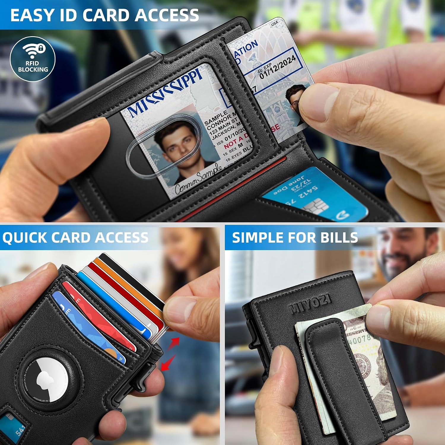 BILLETERA PARA HOMBRE MIYOZI POP UP CON CLIP PARA DINERO Y PROTECCIÓN RFID - 5
