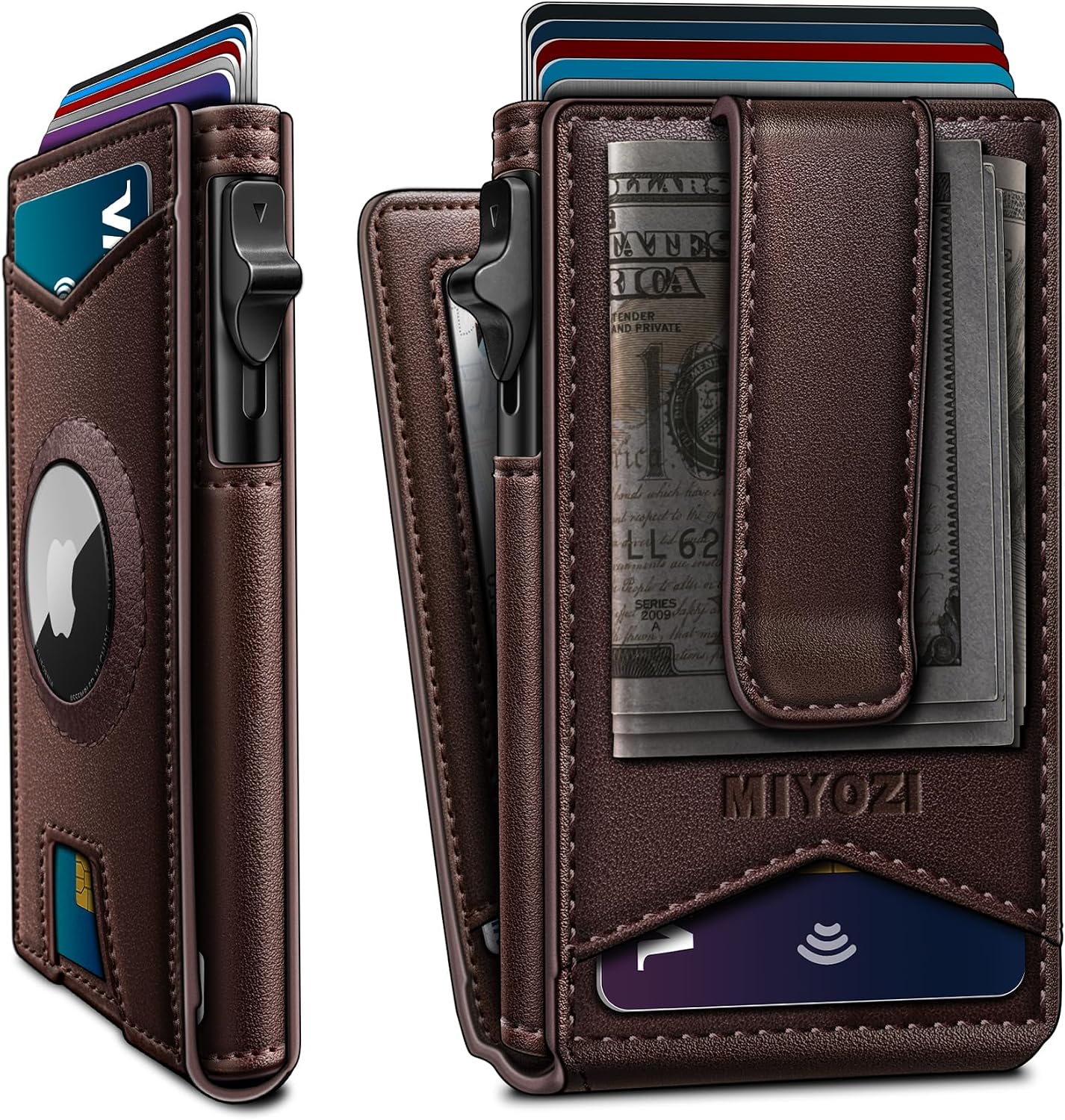 BILLETERA PARA HOMBRE MIYOZI AIRTAG CON CLIP PARA DINERO Y 9 TARJETAS - 1