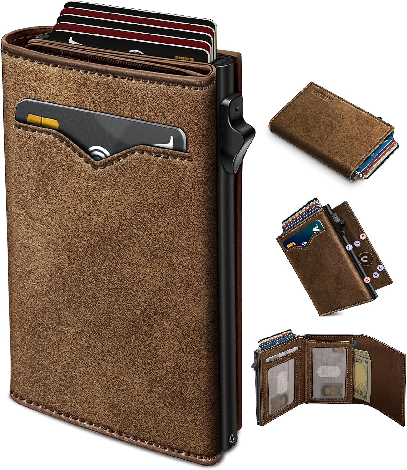 BILLETERA PARA HOMBRE MIYOZI TRIFOLD CON BLOQUEO RFID Y CIERRE MAGNÉTICO - 1