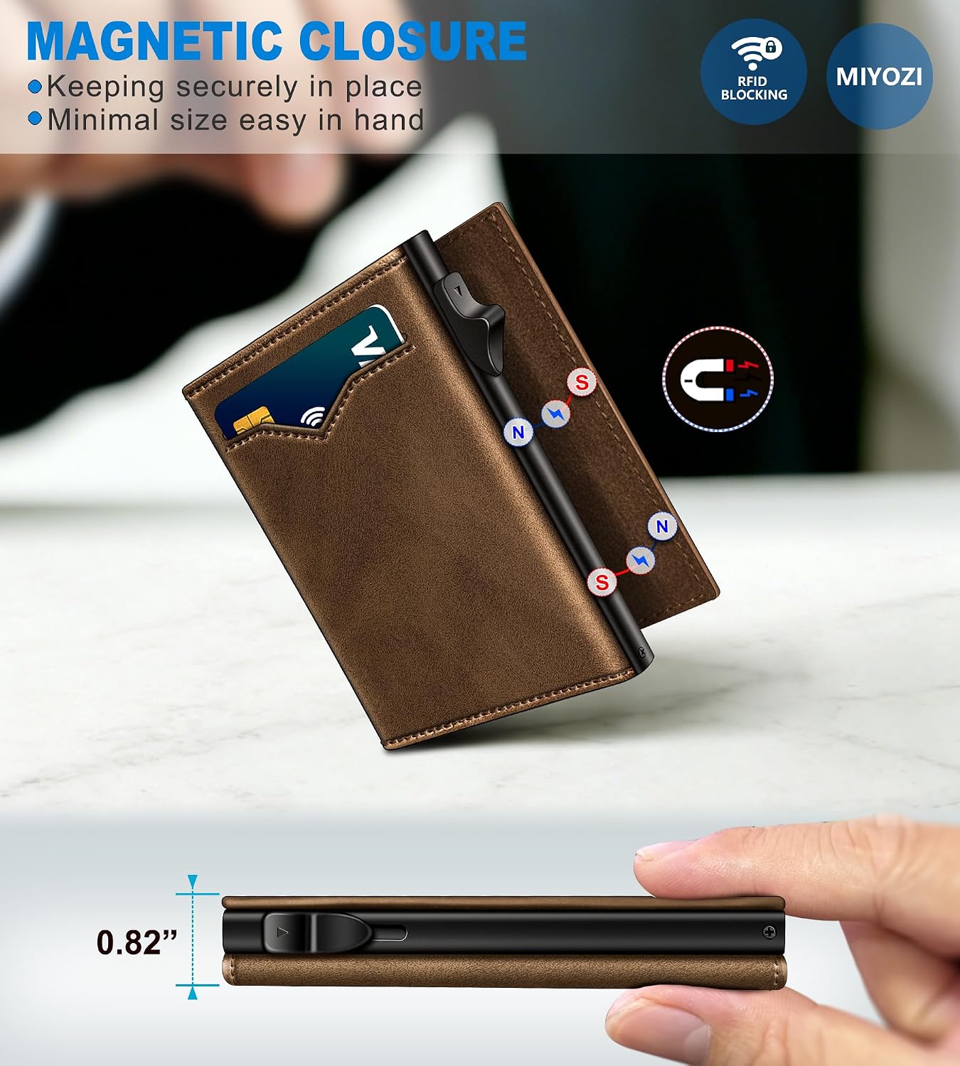 BILLETERA PARA HOMBRE MIYOZI TRIFOLD CON BLOQUEO RFID Y CIERRE MAGNÉTICO - 3