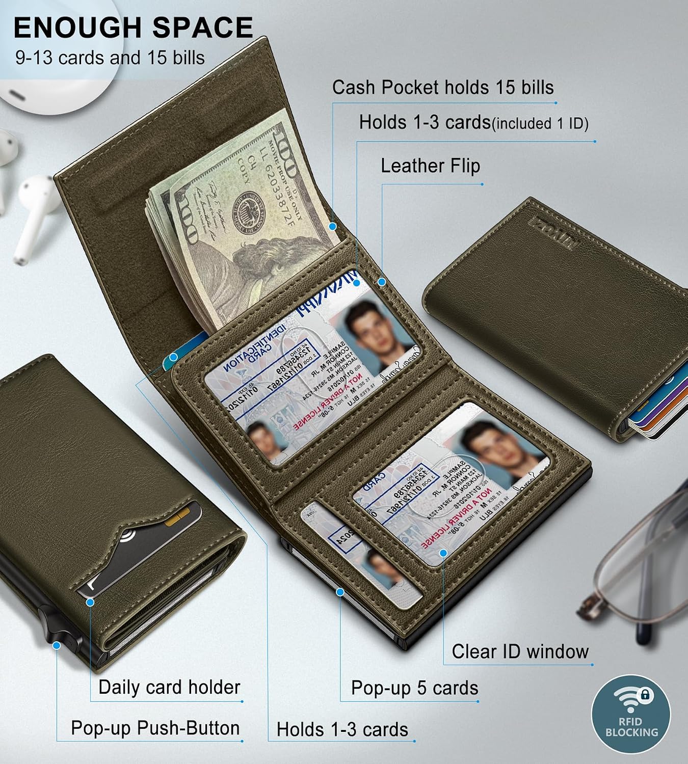 BILLETERA PARA HOMBRE MIYOZI CON BLOQUEO RFID Y ESTUCHE METÁLICO - 2