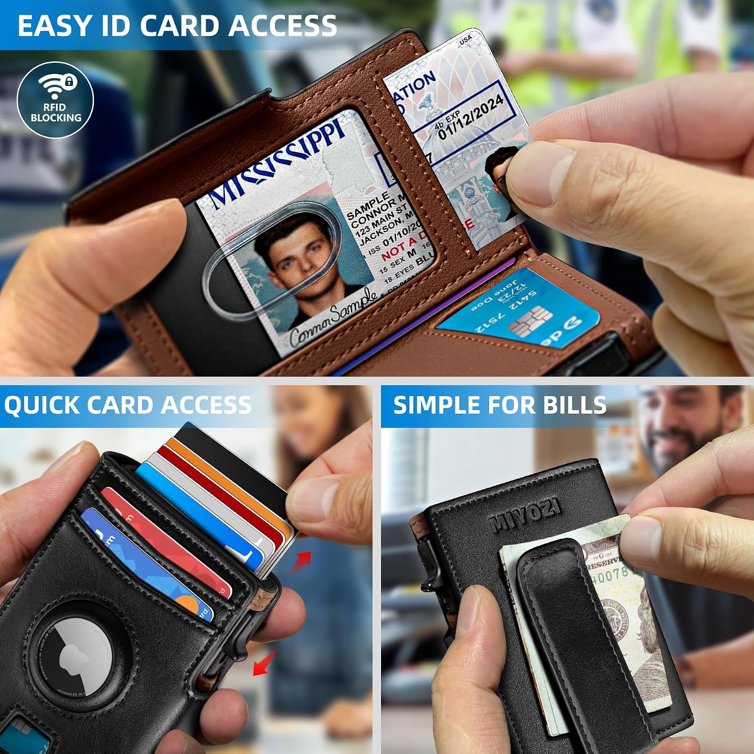 BILLETERA PARA HOMBRE MIYOZI POP UP CON CLIP PARA DINERO Y PROTECCIÓN RFID - 5