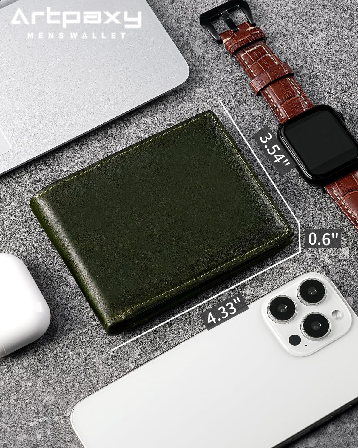 BILLETERA PARA HOMBRE ARTPAXY BIFOLD DE CUERO GENUINO CON BLOQUEO RFID - 2