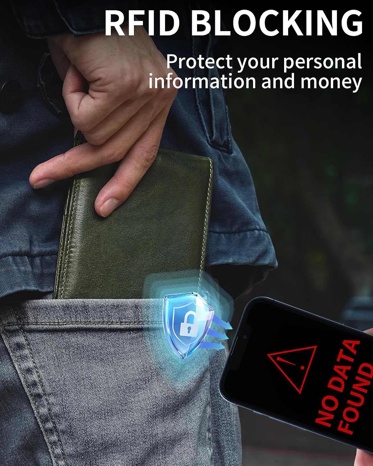 BILLETERA PARA HOMBRE ARTPAXY BIFOLD DE CUERO GENUINO CON BLOQUEO RFID - 4
