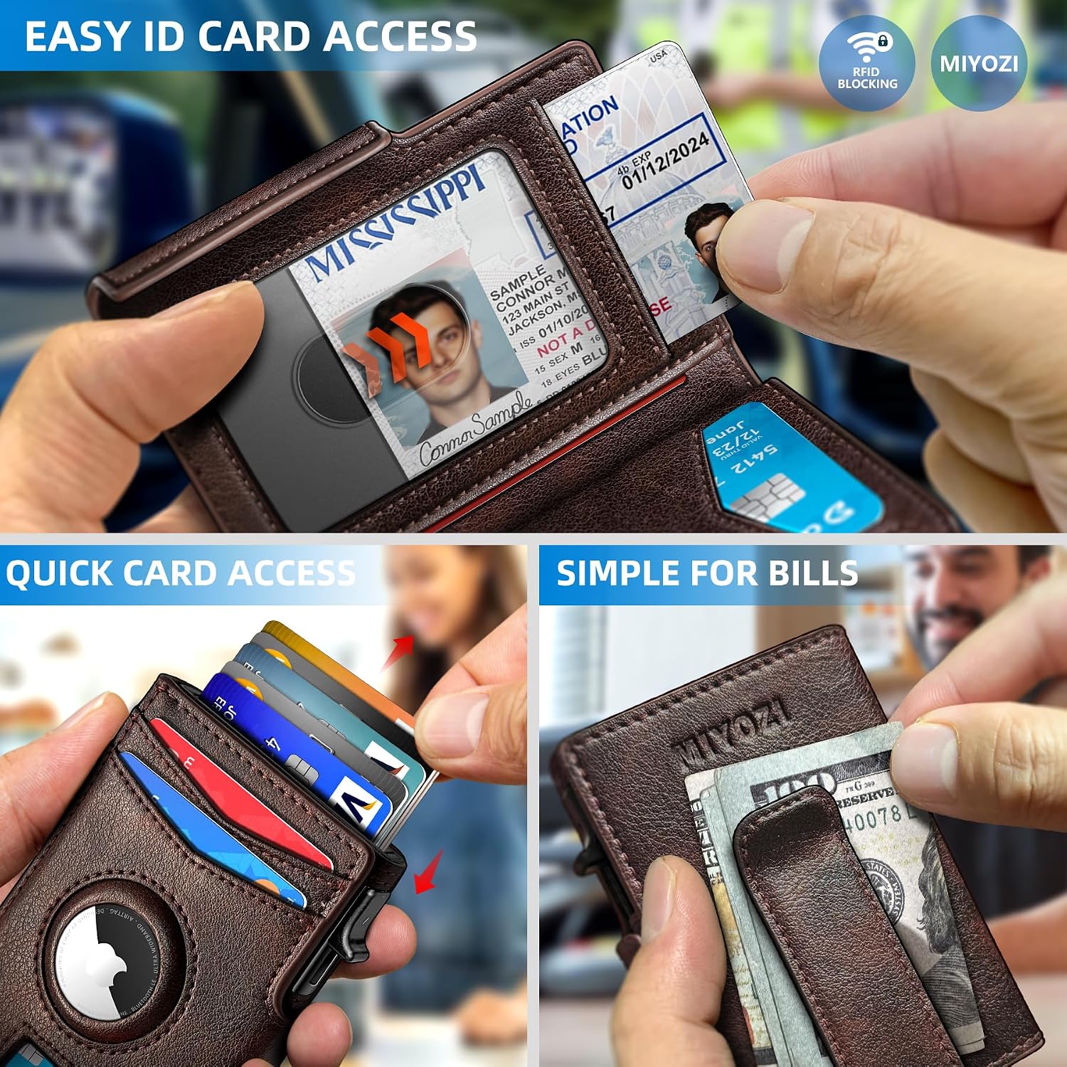 BILLETERA PARA HOMBRE MIYOZI POP UP CON CLIP PARA DINERO Y PROTECCIÓN RFID - 5