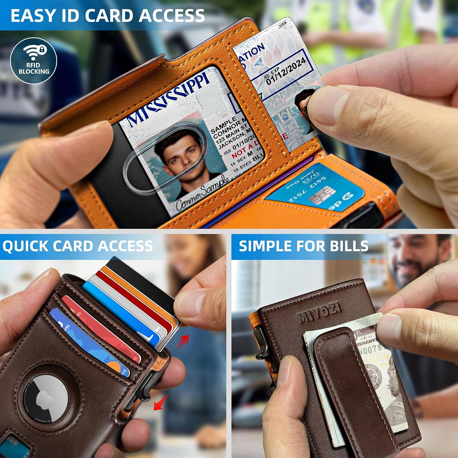 BILLETERA PARA HOMBRE MIYOZI AIRTAG CON CLIP PARA DINERO Y PROTECCIÓN RFID - 5