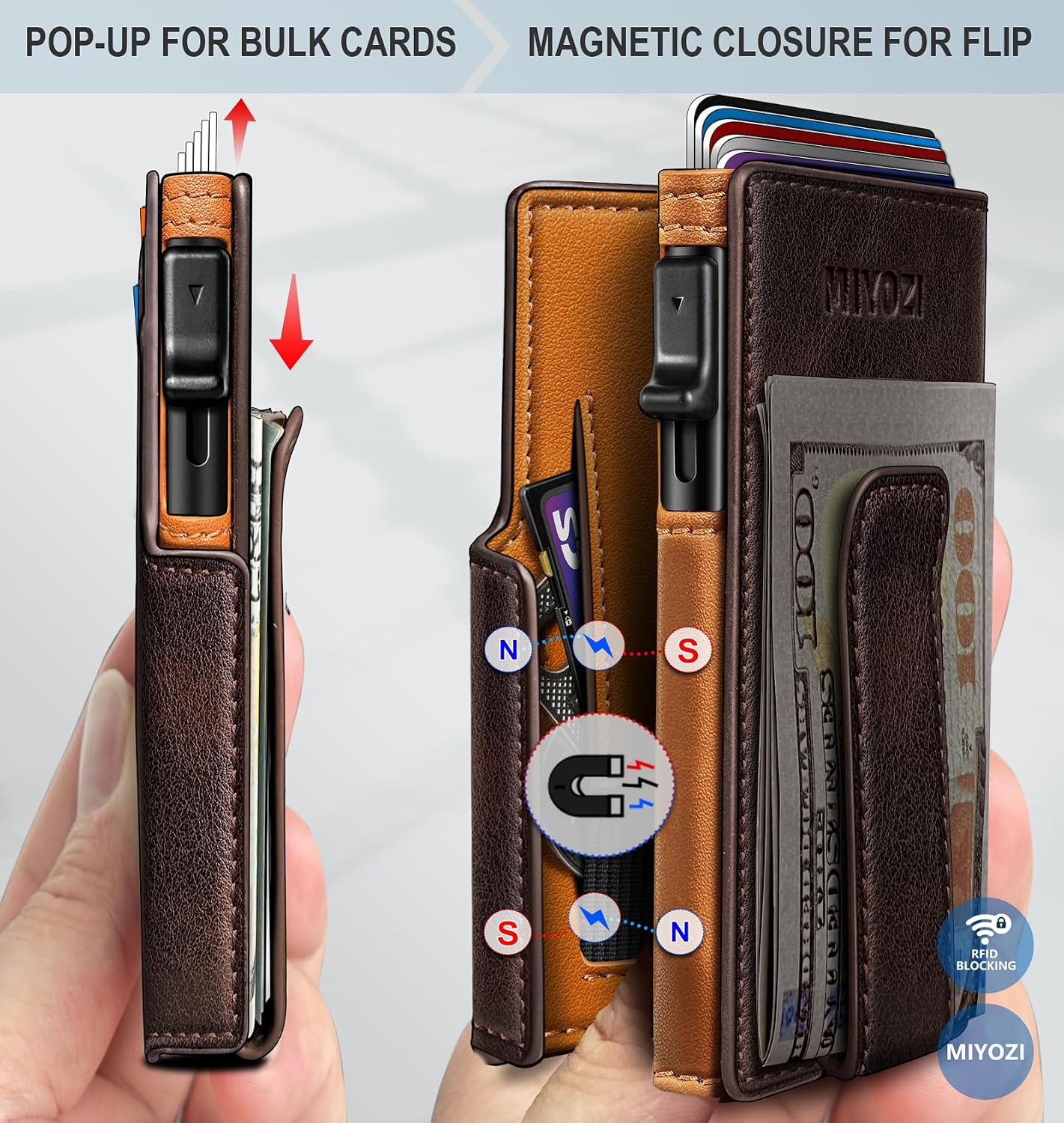 BILLETERA PARA HOMBRE MIYOZI SLIM MAGNÉTICA CON BLOQUEO RFID Y CLIP PARA DINERO - 3