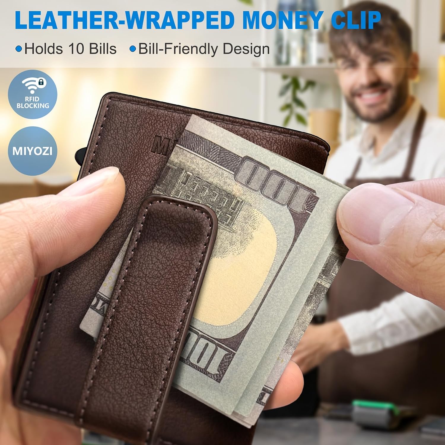 BILLETERA PARA HOMBRE MIYOZI SLIM MAGNÉTICA CON BLOQUEO RFID Y CLIP PARA DINERO - 5