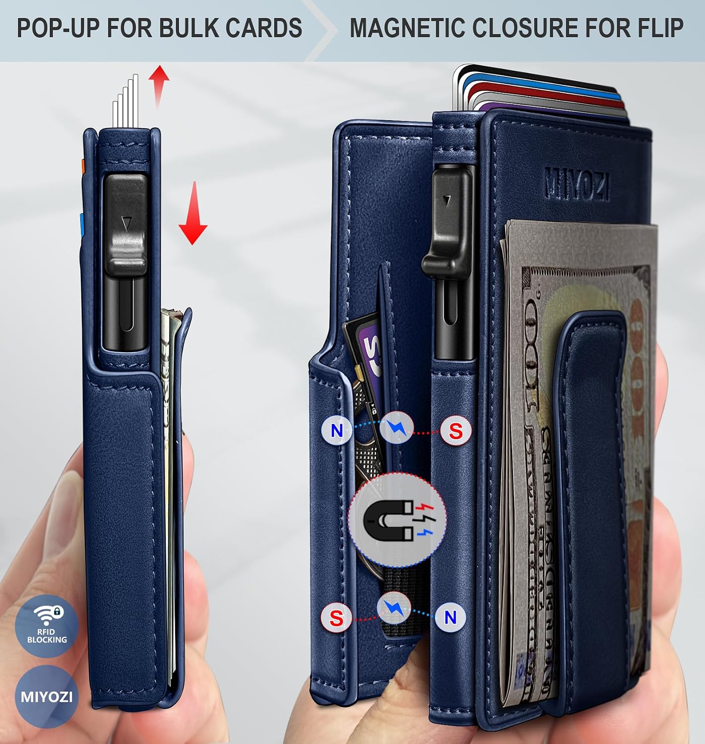 BILLETERA PARA HOMBRE MIYOZI MINIMALISTA MAGNÉTICA CON BLOQUEO RFID Y CLIP PARA DINERO - 3