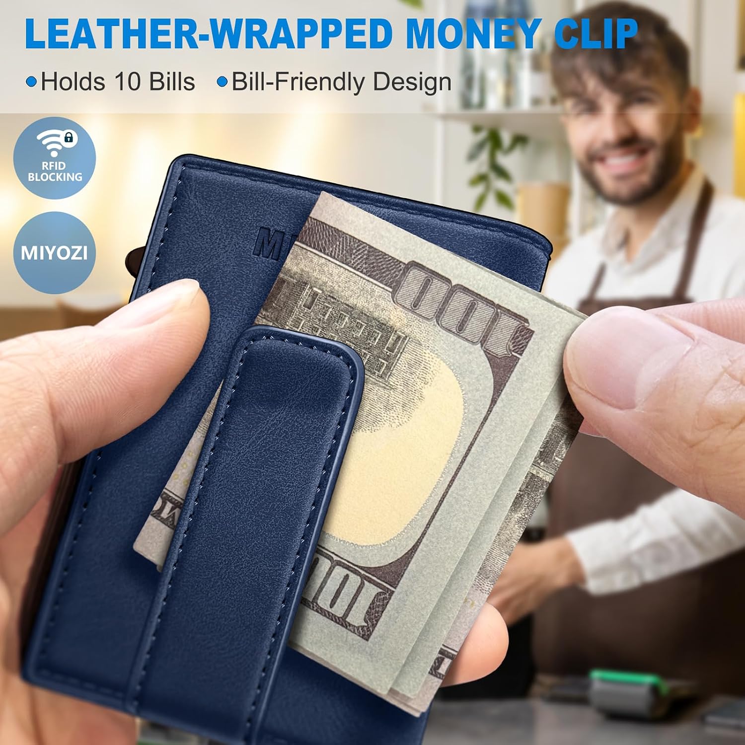 BILLETERA PARA HOMBRE MIYOZI MINIMALISTA MAGNÉTICA CON BLOQUEO RFID Y CLIP PARA DINERO - 5