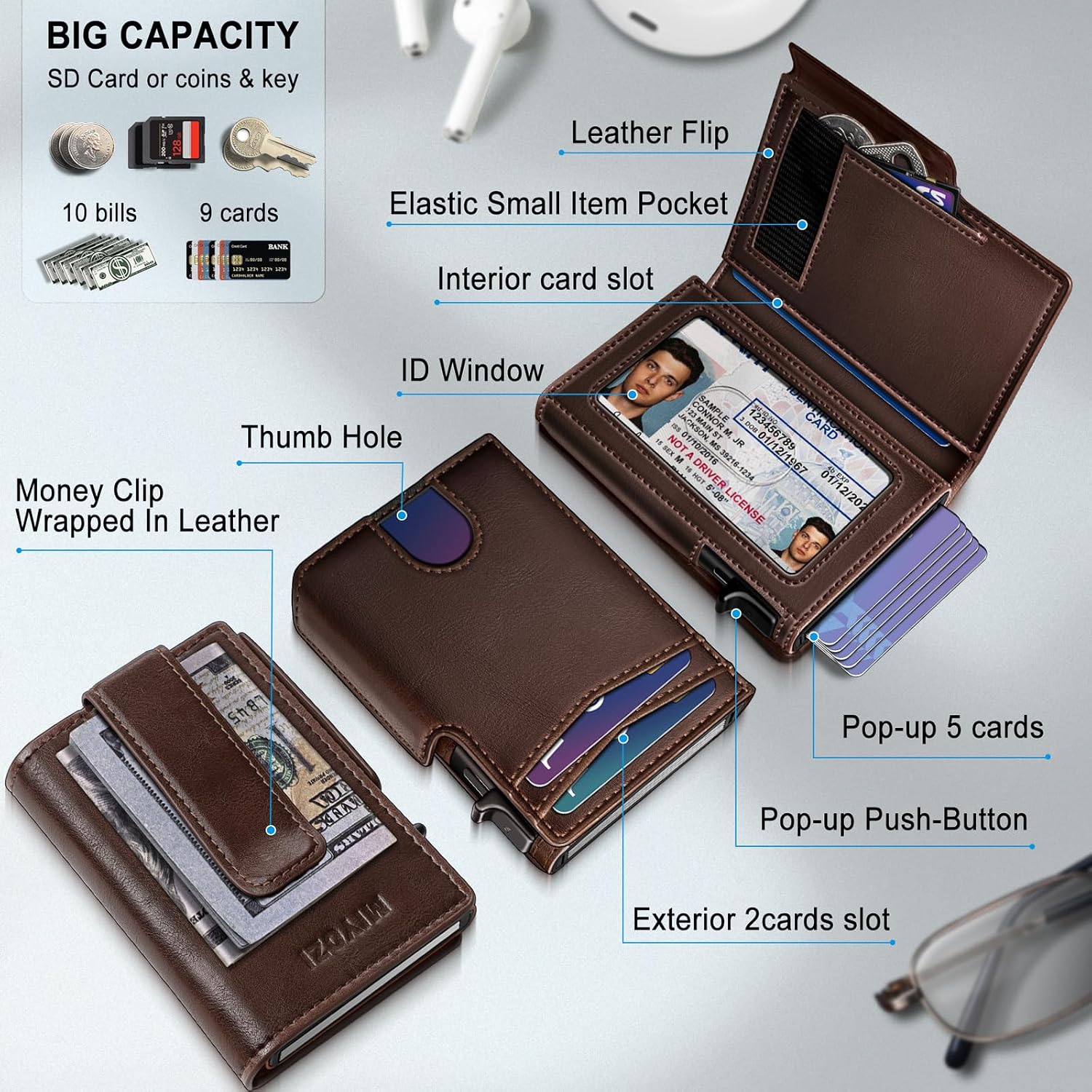 BILLETERA PARA HOMBRE MIYOZI MINIMALISTA MAGNÉTICA CON BLOQUEO RFID Y CLIP PARA DINERO - 2