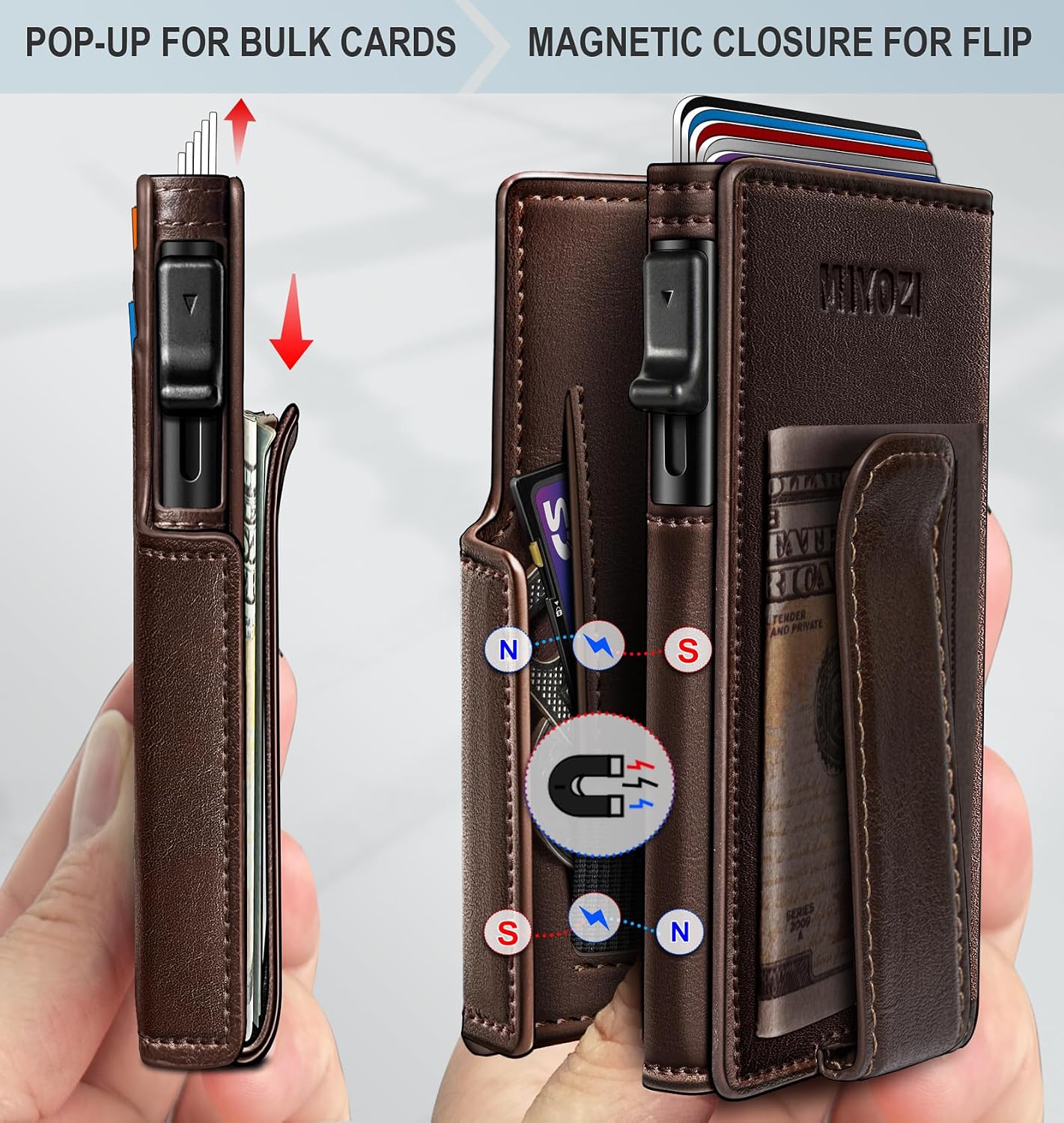 BILLETERA PARA HOMBRE MIYOZI MINIMALISTA MAGNÉTICA CON BLOQUEO RFID Y CLIP PARA DINERO - 3