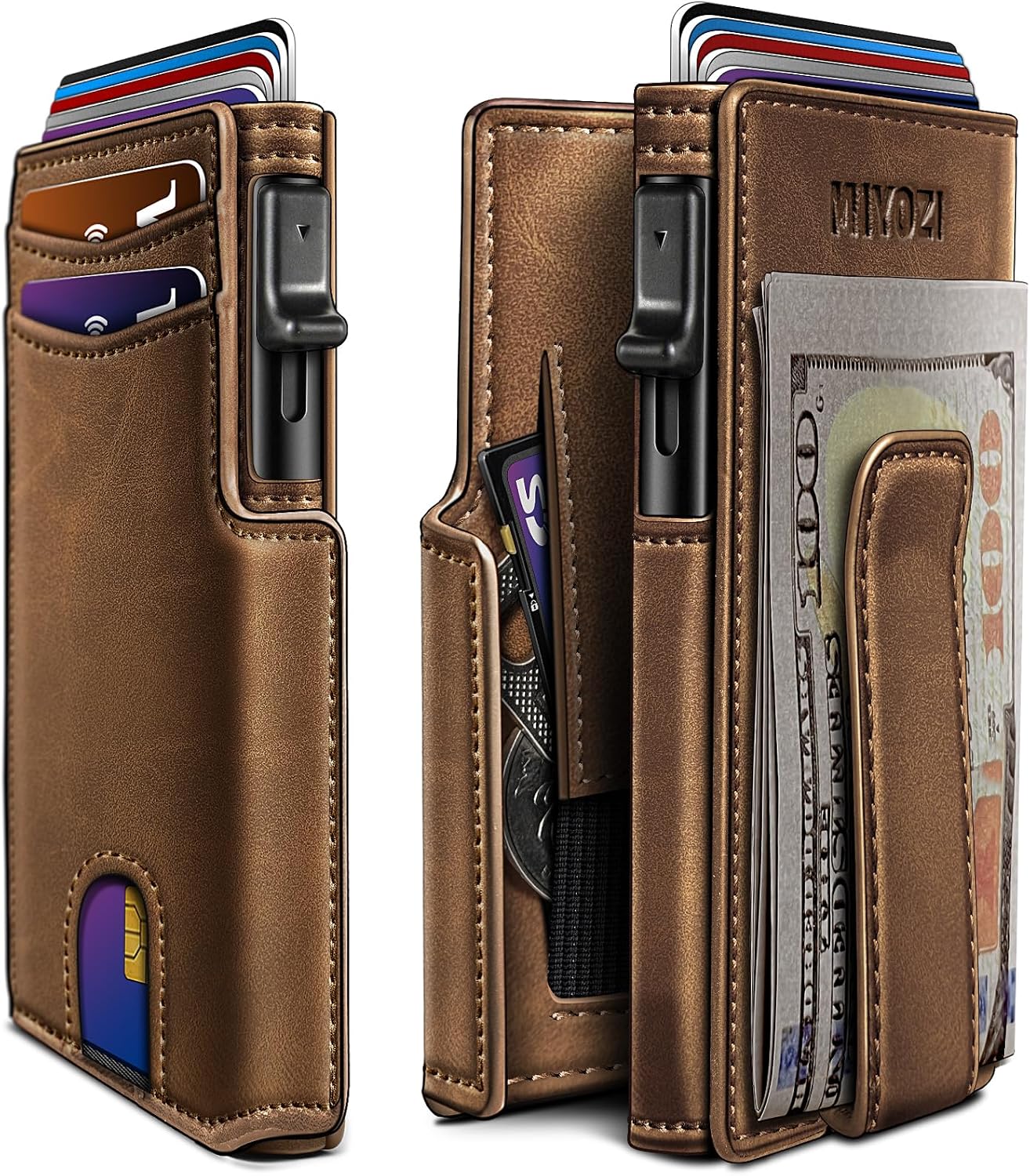 BILLETERA PARA HOMBRE MIYOZI MINIMALISTA MAGNÉTICA CON CLIP PARA DINERO Y PROTECCIÓN RFID - 1