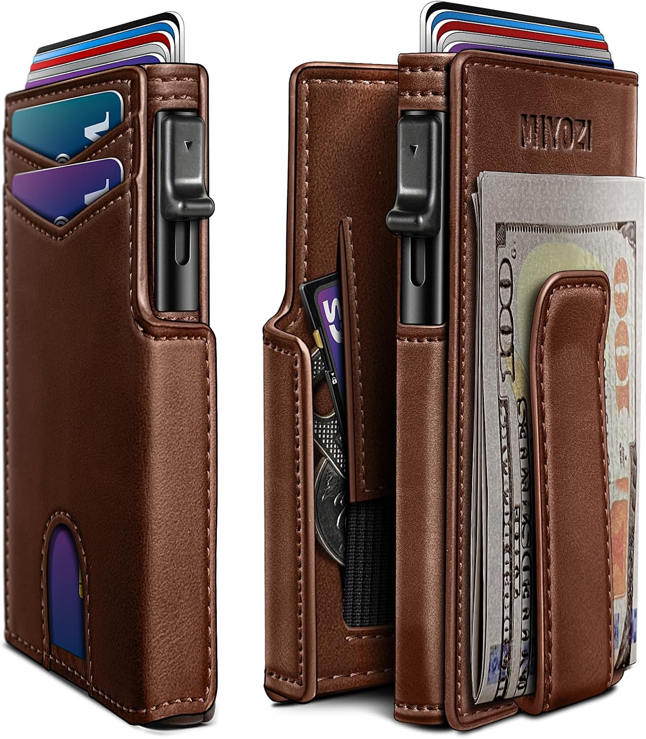 BILLETERA PARA HOMBRE MIYOZI MINIMALISTA MAGNÉTICA CON CLIP PARA DINERO Y PROTECCIÓN RFID - 1