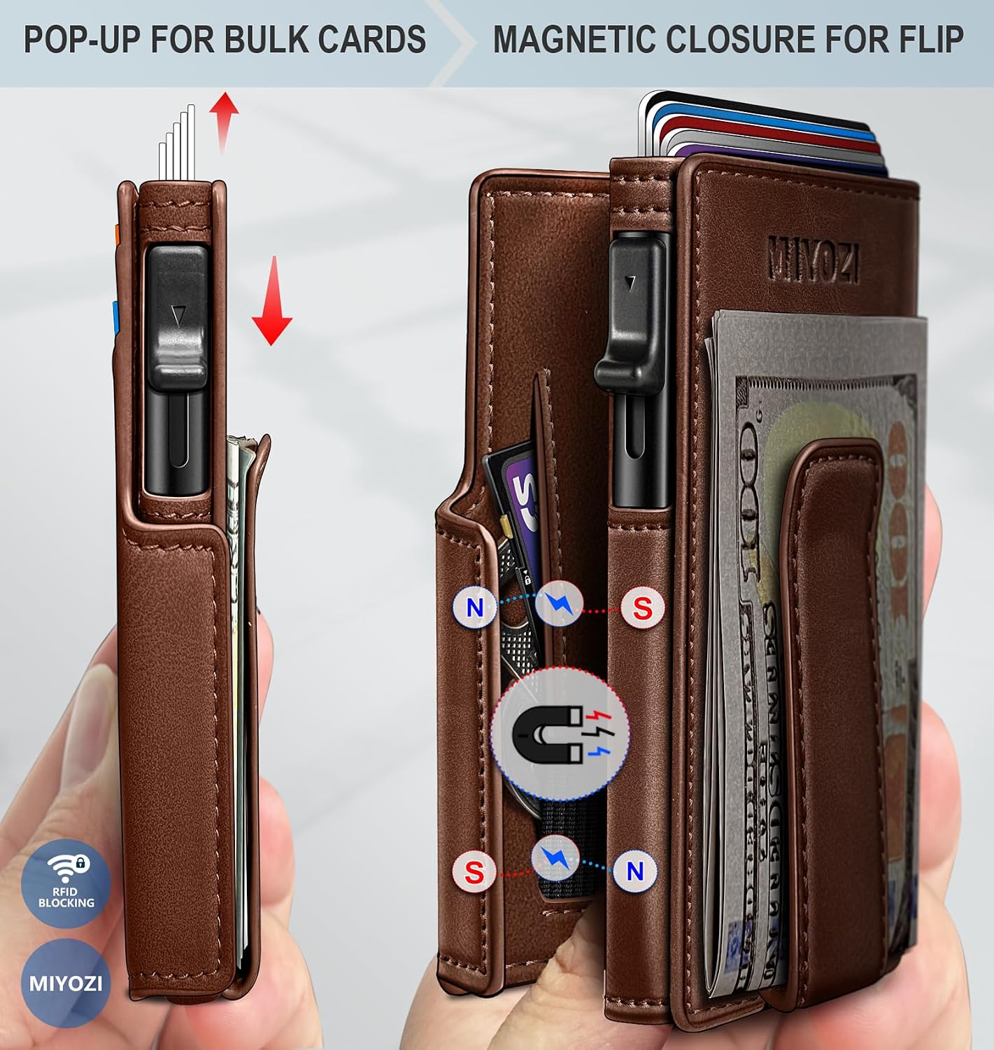 BILLETERA PARA HOMBRE MIYOZI MINIMALISTA MAGNÉTICA CON CLIP PARA DINERO Y PROTECCIÓN RFID - 3
