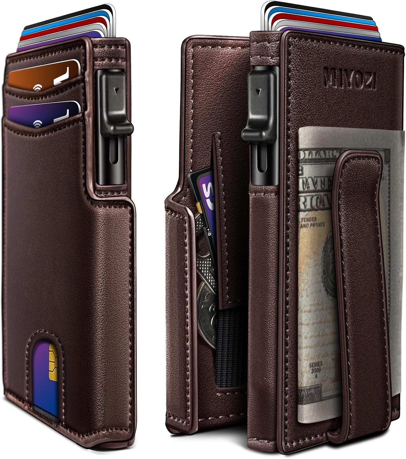 BILLETERA PARA HOMBRE MIYOZI MINIMALISTA MAGNÉTICA CON CLIP PARA DINERO Y PROTECCIÓN RFID - 1