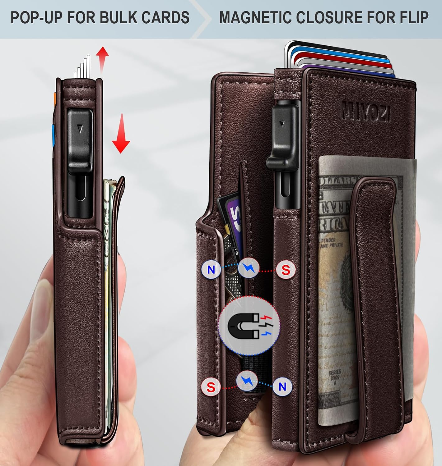 BILLETERA PARA HOMBRE MIYOZI MINIMALISTA MAGNÉTICA CON CLIP PARA DINERO Y PROTECCIÓN RFID - 3