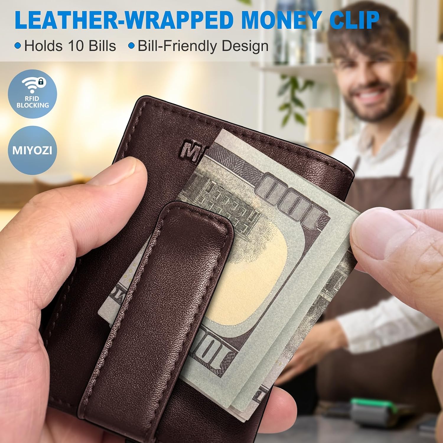 BILLETERA PARA HOMBRE MIYOZI MINIMALISTA MAGNÉTICA CON CLIP PARA DINERO Y PROTECCIÓN RFID - 5