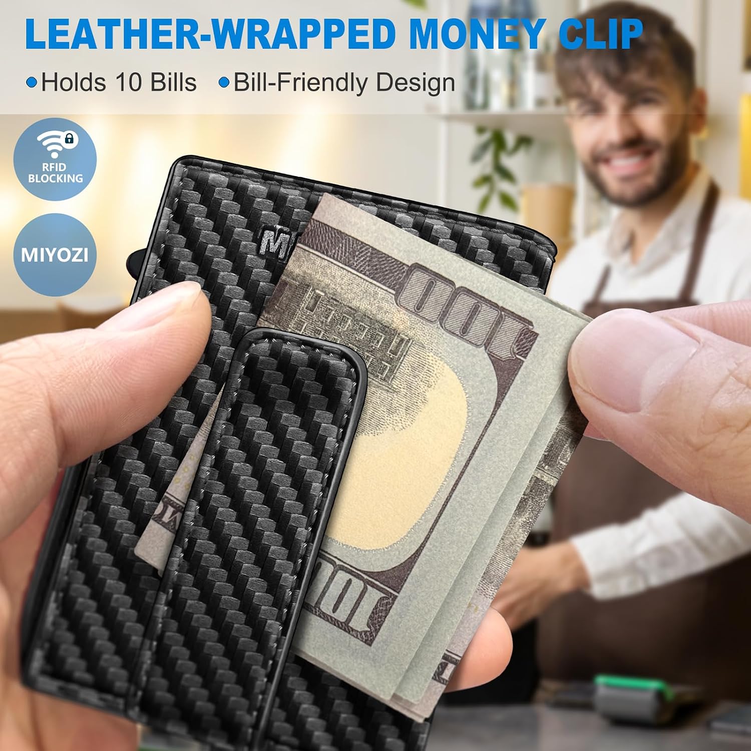 BILLETERA PARA HOMBRE MIYOZI MINIMALISTA MAGNÉTICA CON BLOQUEO RFID Y CLIP PARA DINERO - 5