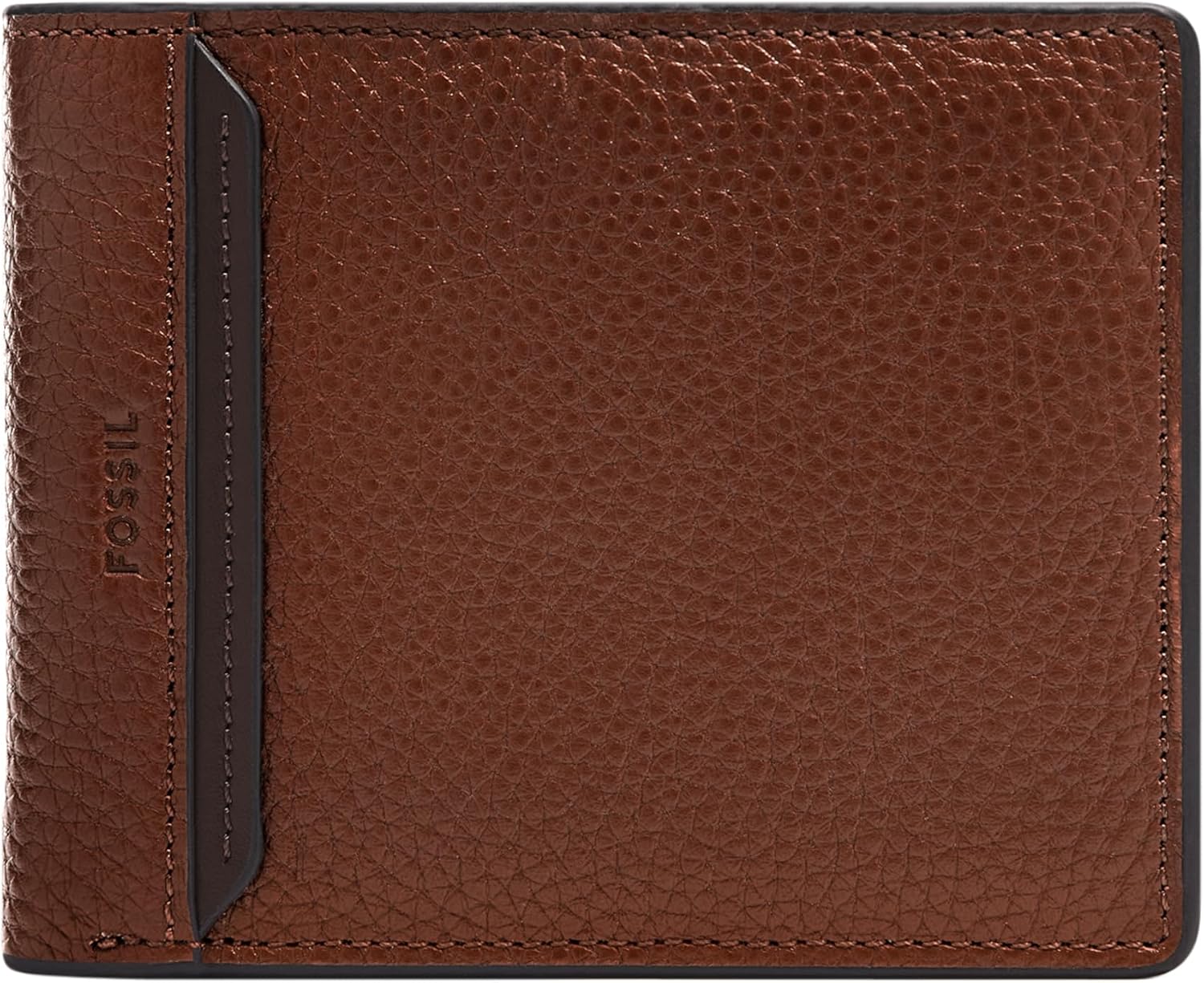 BILLETERA PARA HOMBRE FOSSIL HUNTINGTON DE CUERO BIFOLD CON FLIP ID MARRÓN MEDIO - 1