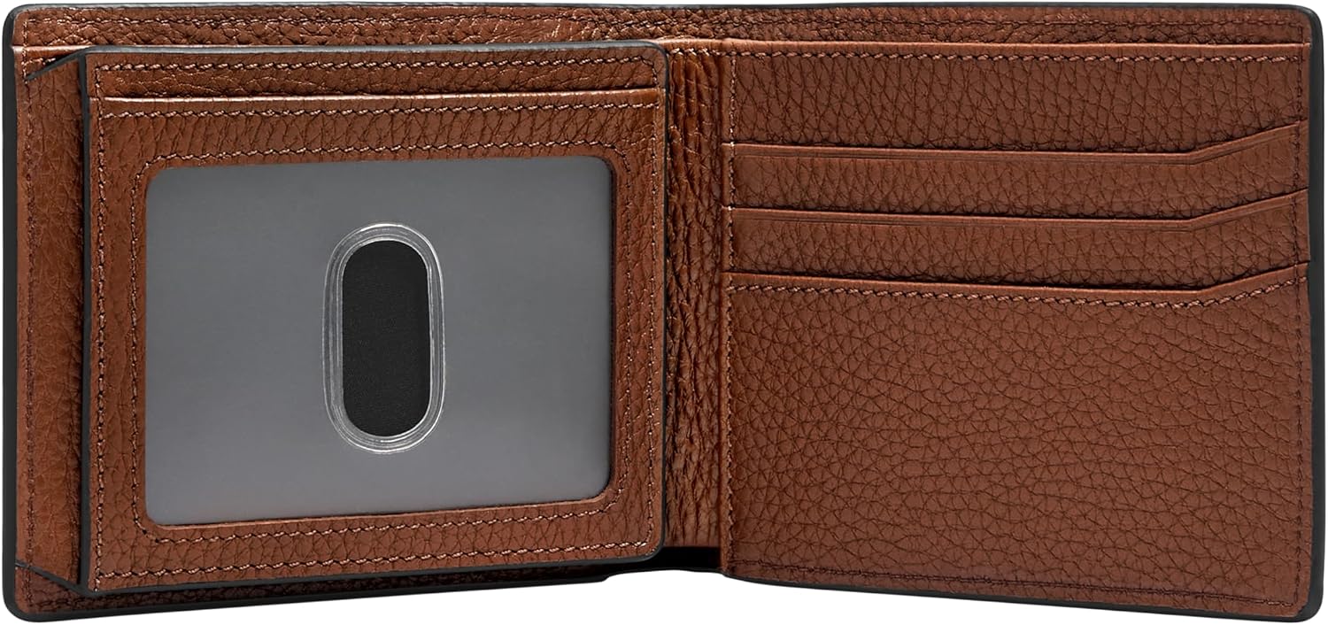 BILLETERA PARA HOMBRE FOSSIL HUNTINGTON DE CUERO BIFOLD CON FLIP ID MARRÓN MEDIO - 2