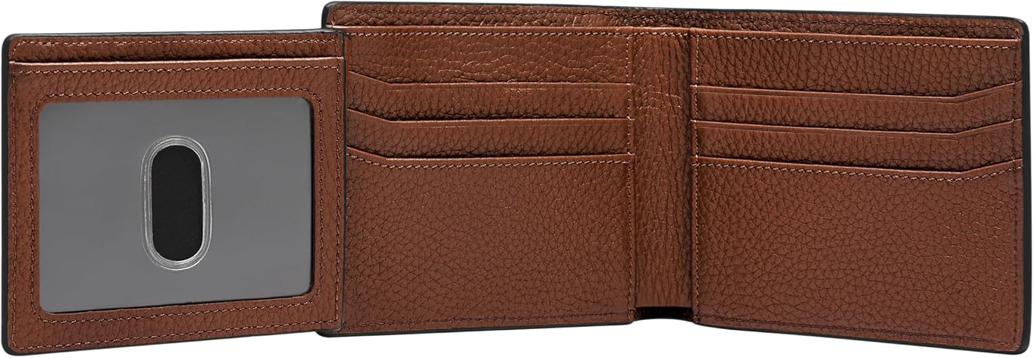 BILLETERA PARA HOMBRE FOSSIL HUNTINGTON DE CUERO BIFOLD CON FLIP ID MARRÓN MEDIO - 3