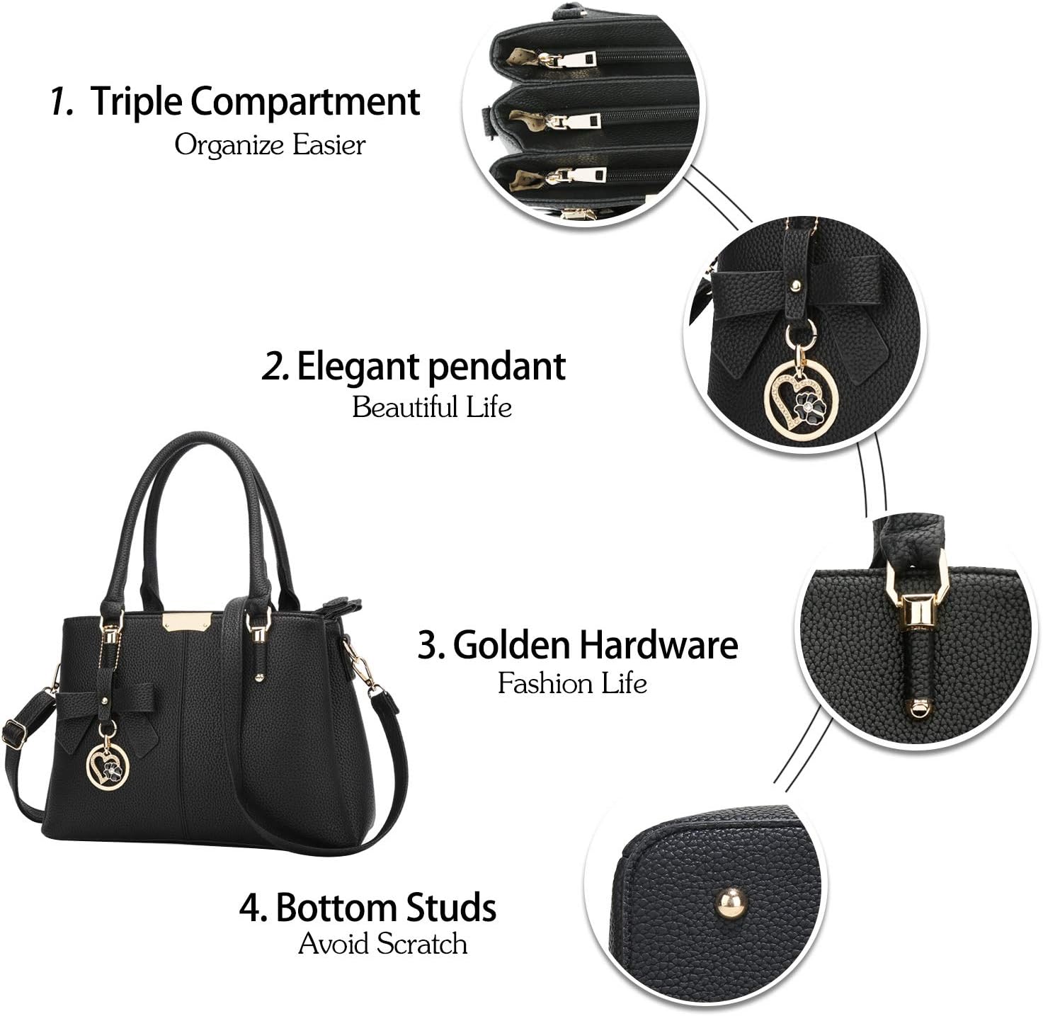 BOLSO SATCHEL PARA MUJER KKXIU EN CUERO SINTÉTICO - 3
