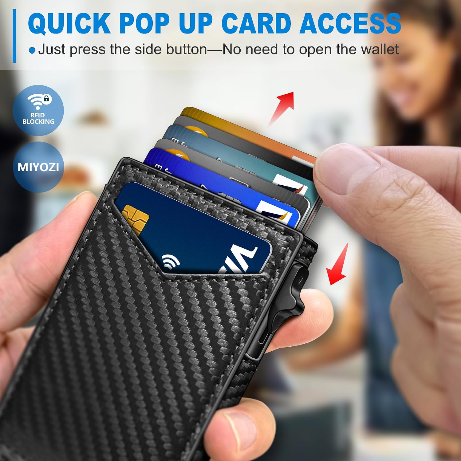 BILLETERA PARA HOMBRE MIYOZI SLIM POP UP CON BLOQUEO RFID Y VENTANA PARA ID - 4