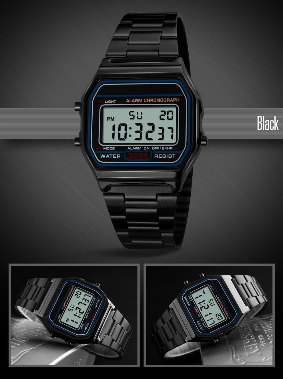 RELOJ DIGITAL PARA HOMBRE PASOY ACERO DORADO - 4