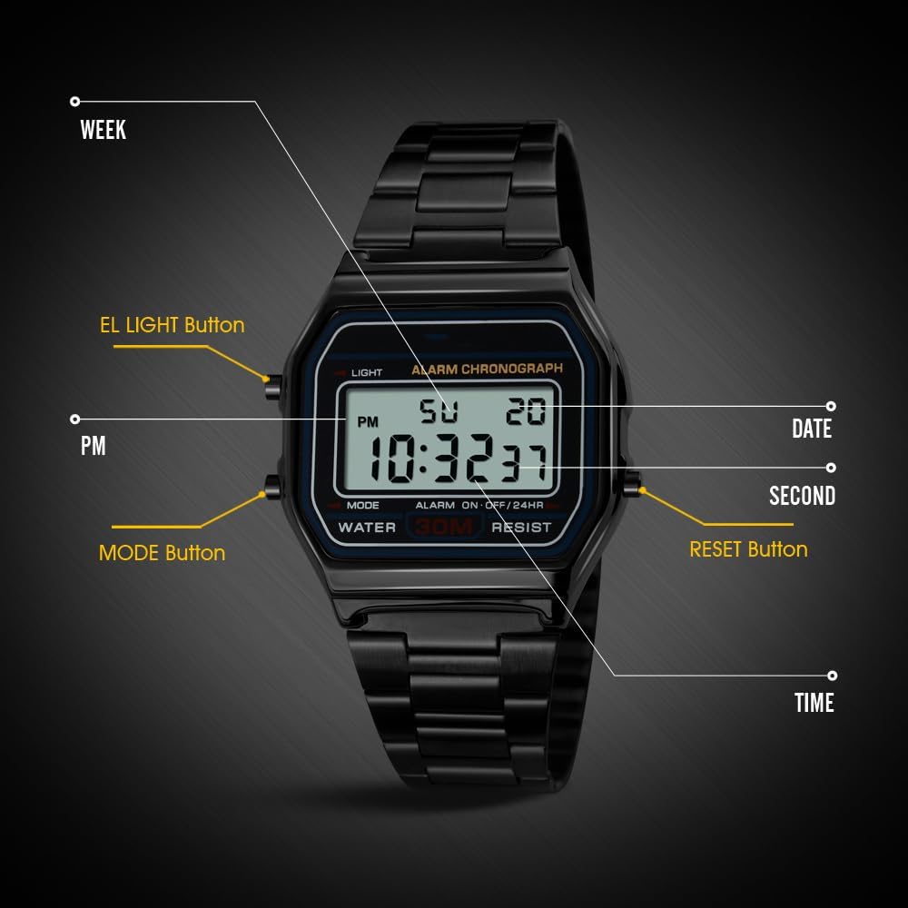 RELOJ DIGITAL PARA HOMBRE PASOY ACERO DORADO - 5