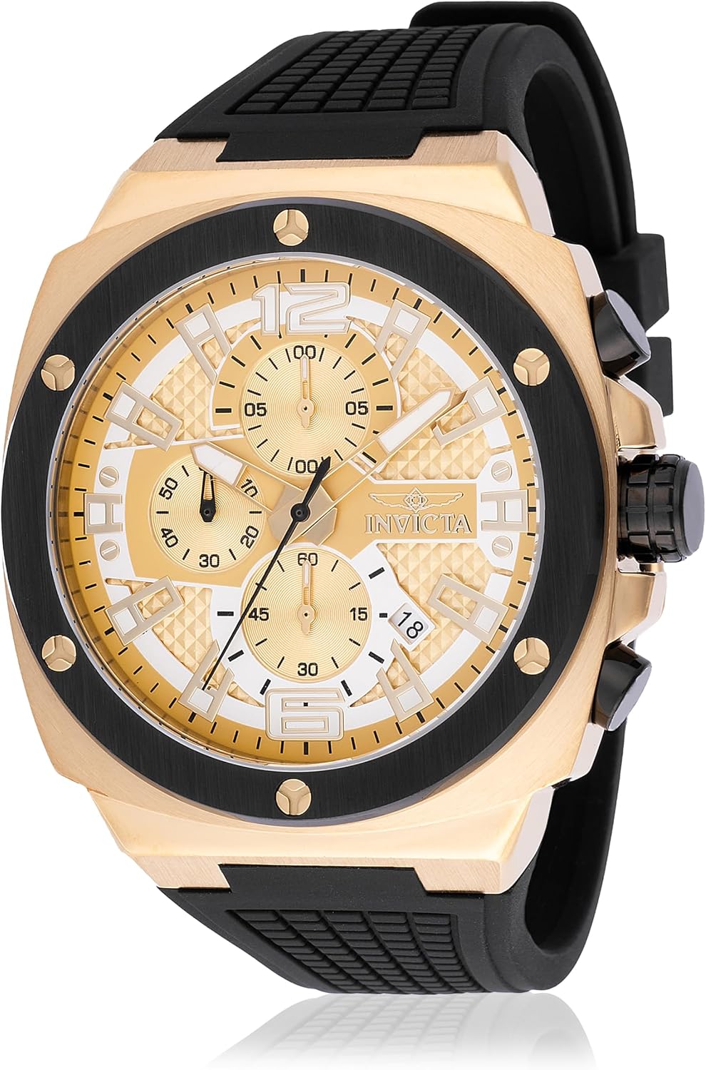 RELOJ DE PULSERA INVICTA RACING HOMBRE 47MM ACERO DORADO CON ESFERA NEGRO DORADO VD57 QUARTZ - 1