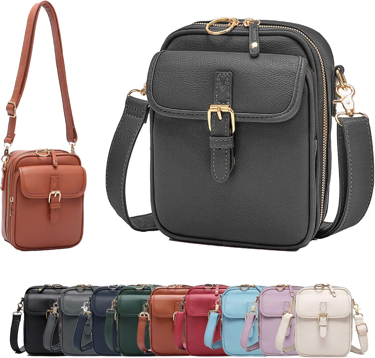 BOLSO CRUZADO ANTIRROBO PARA MUJER JIEXILY DE CUERO - 1