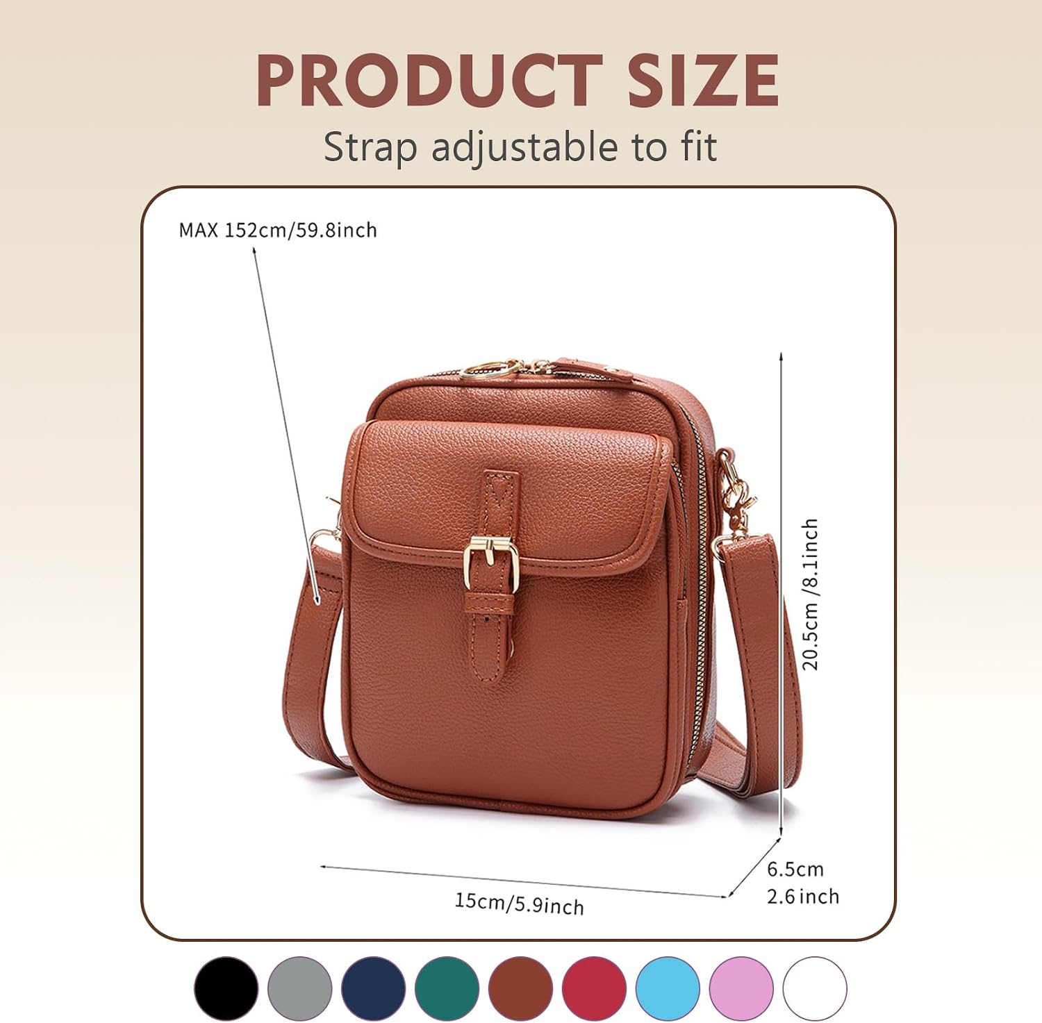 BOLSO CRUZADO ANTIRROBO PARA MUJER JIEXILY DE CUERO - 3