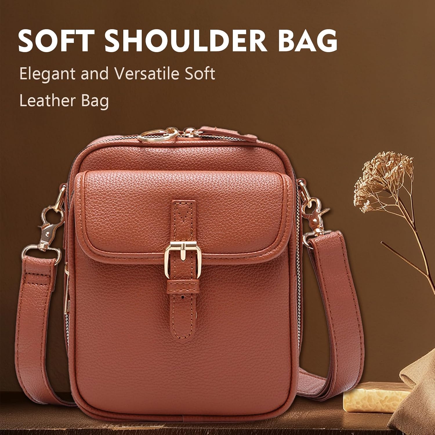 BOLSO CRUZADO ANTIRROBO PARA MUJER JIEXILY DE CUERO - 4