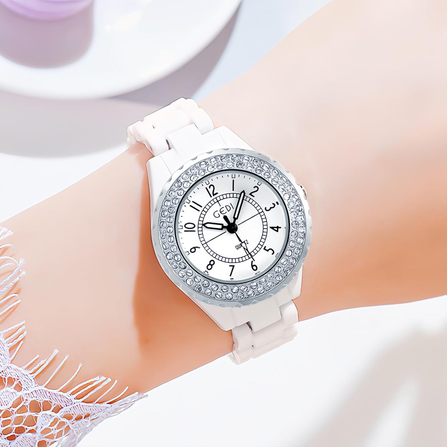 RELOJ DE PULSERA MASTOP PARA MUJER CERÁMICO BLANCO CON CRISTALES SWAROVSKI Y CUARZO ANÁLOGO - 2