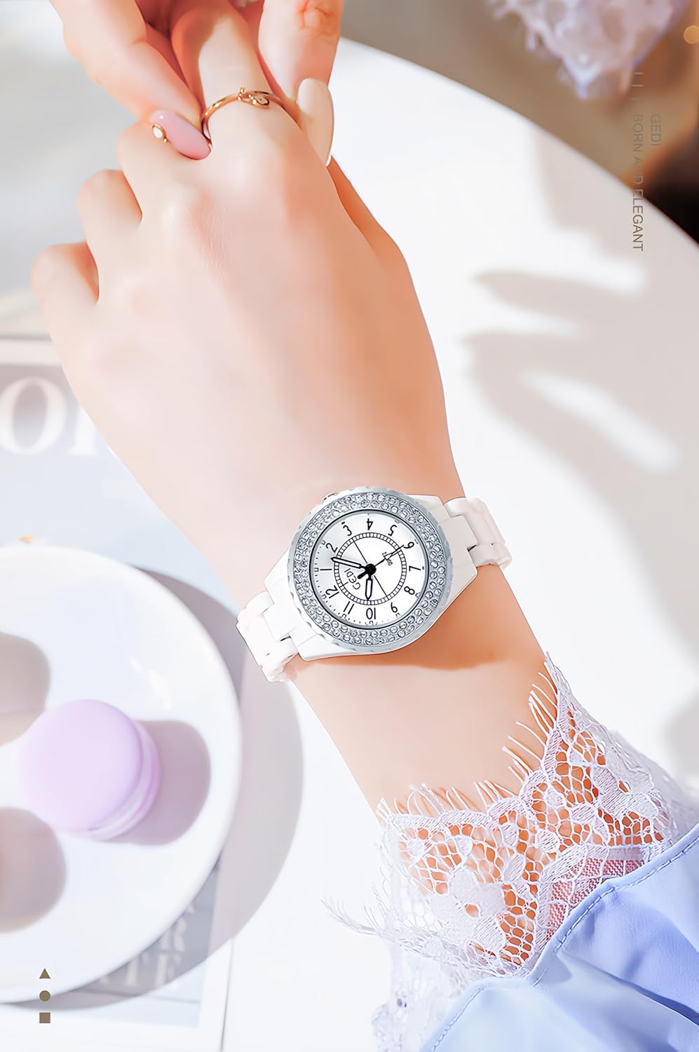 RELOJ DE PULSERA MASTOP PARA MUJER CERÁMICO BLANCO CON CRISTALES SWAROVSKI Y CUARZO ANÁLOGO - 3