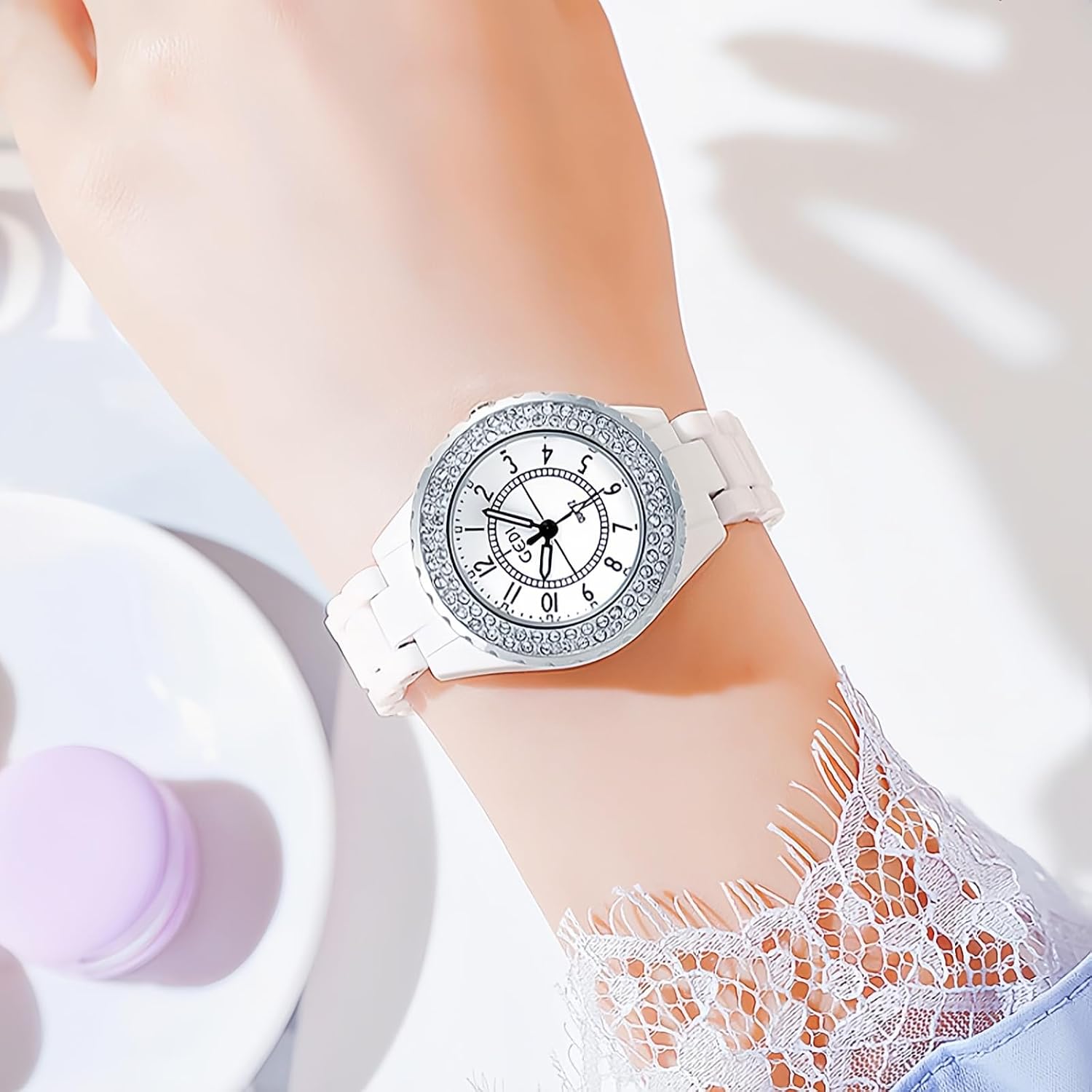 RELOJ DE PULSERA MASTOP PARA MUJER CERÁMICO BLANCO CON CRISTALES SWAROVSKI Y CUARZO ANÁLOGO - 4