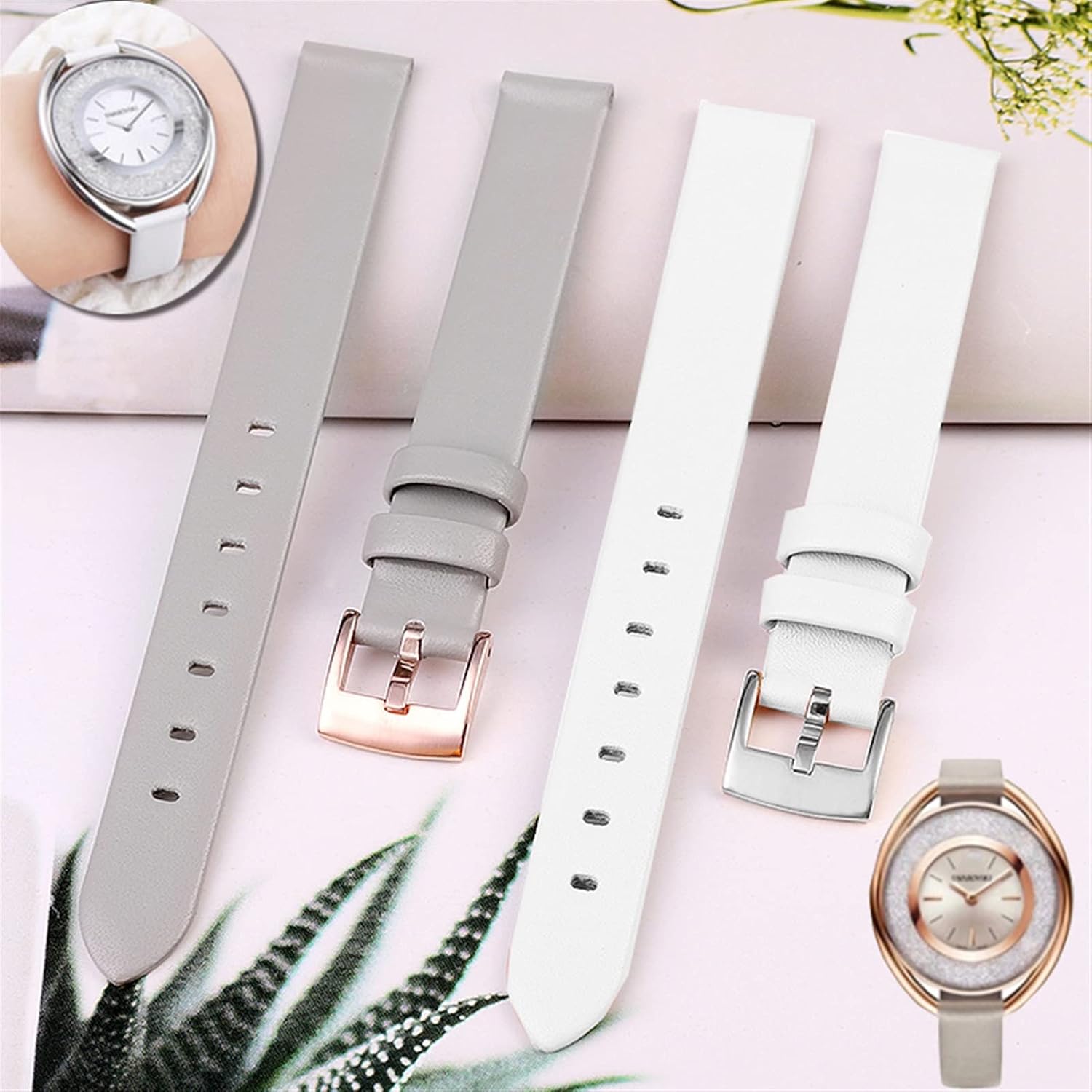 PULSERA DE CUERO GENUINO PARA RELOJ SWAROVSKI 5158517/5158544/5158972 12MM TAMAÑO PEQUEÑO PARA MUJER - 2