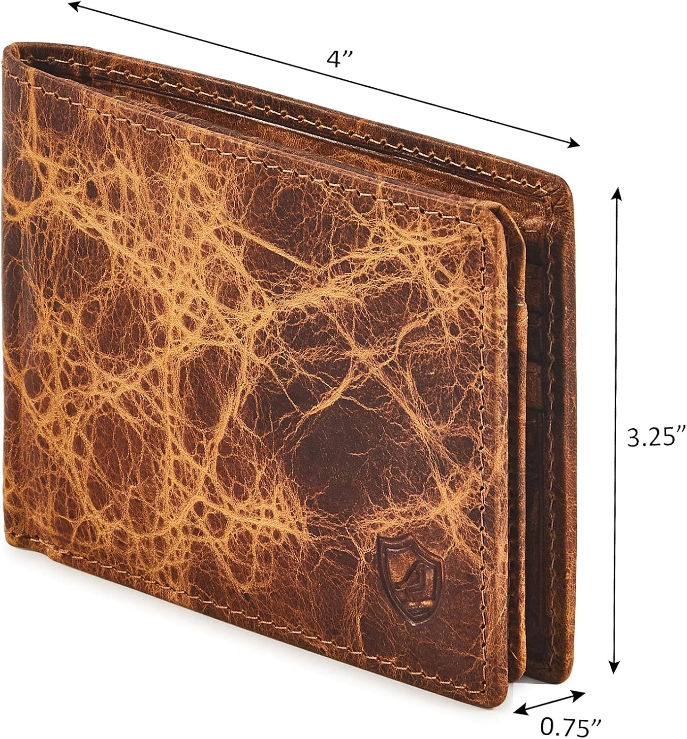 BILLETERA PARA HOMBRE COCHOA SLIM RFID BLOQUEO CUERO BIFOLD MINIMALISTA 2 VENTANAS ID DISTRESSED HAVANA - 3